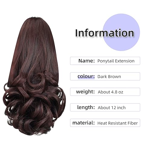 Miniatura 330 de Brown ponytail extension,16" claw clip hair extensions ponytail short curly hair ponytail Extension Natural Looking Synthetic Hairpiece for Women
