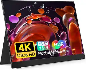 True 4K Portable Monitor - 15.6inch UHD 3840×2160 100% sRGB USB-C HDMI External Second Monitor Portable IPS Screen Computer Display with Speakers for Laptop MacBook Switch PS5/4 X