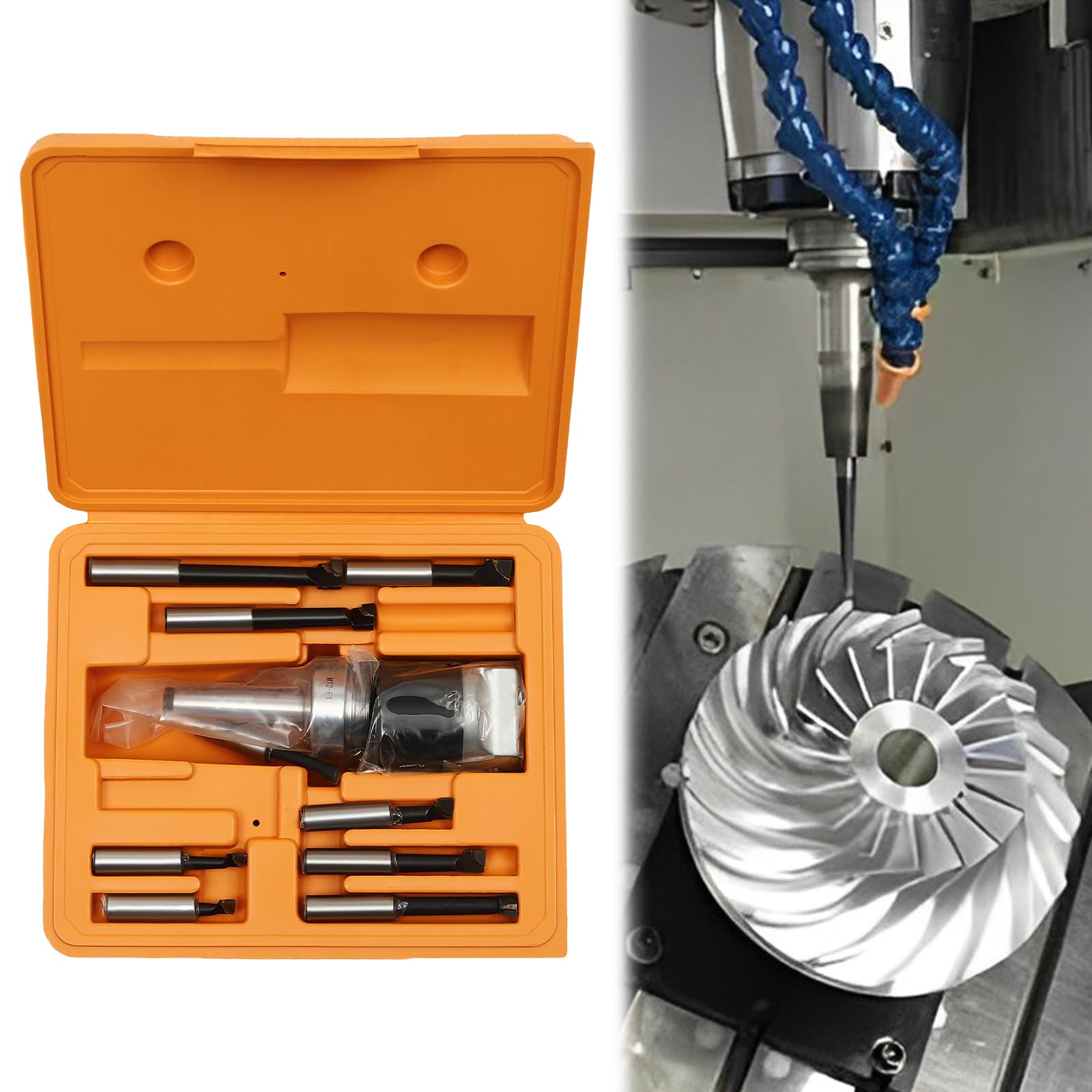 Bohrstange Set,MT2 -M10 F1-12 50mm Bohrkopf mit 9 Stück 12mm Bohrstangen Fräsmaschine Zubehör