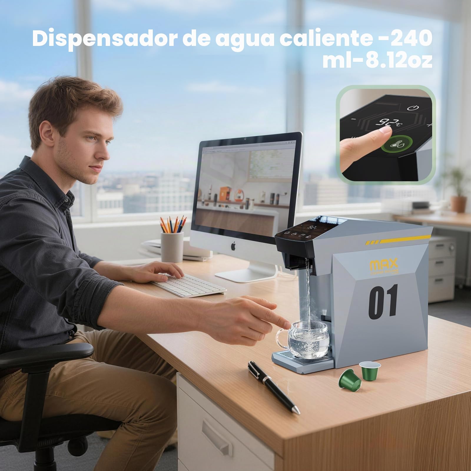 Cafetera 4 en 1, cafetera espresso 19 bares para cápsulas KCup/Nes presso OriginalLine/Dolce Gusto/Café molido, gris nublado
