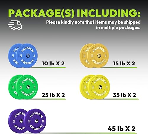 Miniatura 2 de Rubber Weight Plates, Olympic Bumper Plate Set 2-Inch, 45100  110160190260300 lb Barbell Weights for Home Gym, Colored Standard Strength Training