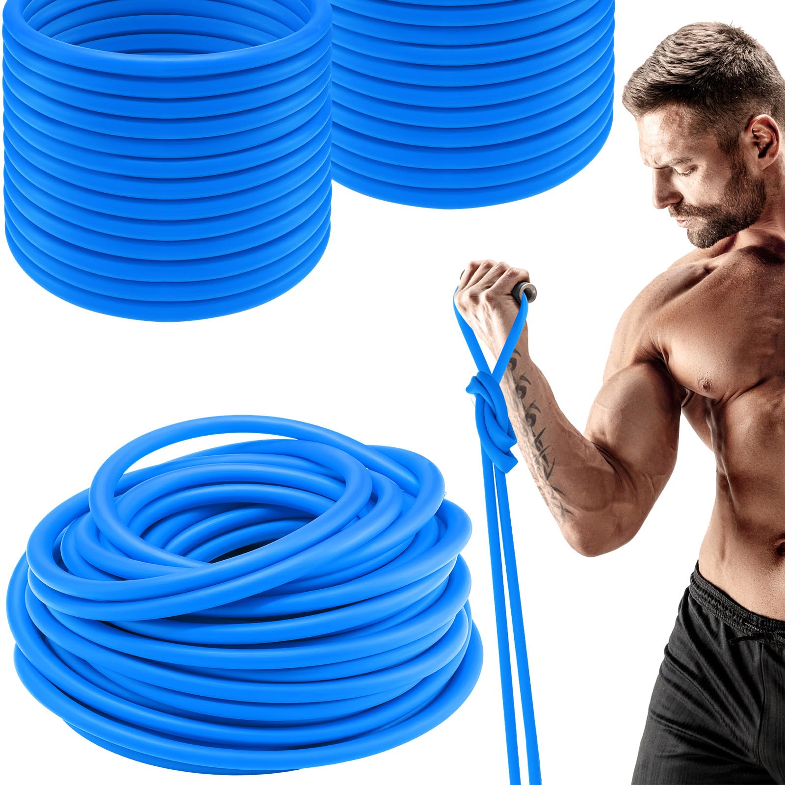 Wesnoy 1 Roll Resistance Tubes Latex Elastic Tubing 50ft Exercise Bands Exercise Tubing for Physical Therapy, Lower Pilates, at Home Workouts, Rehab
