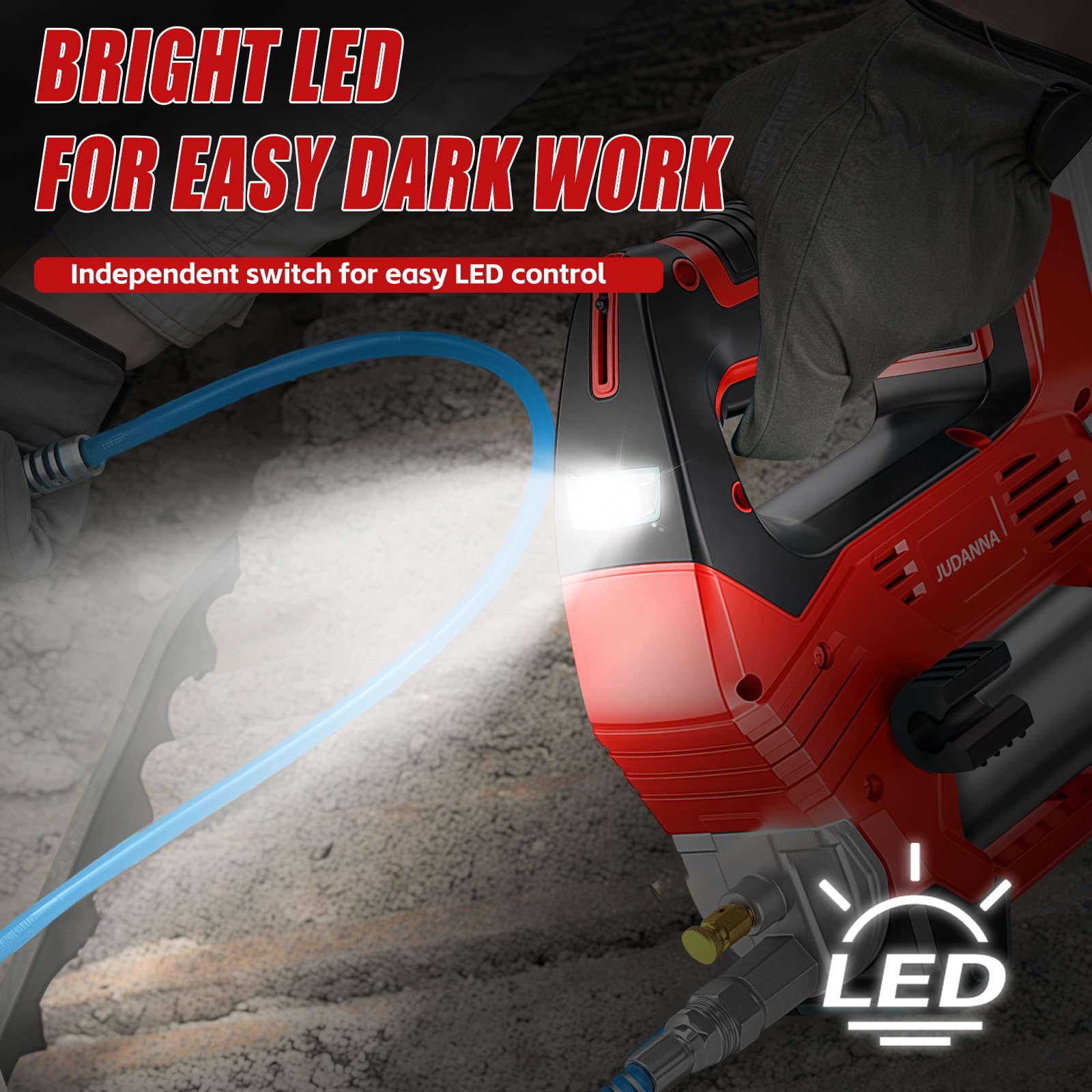 Pistola engrasadora eléctrica para batería Milwaukee M18, 12000 PSI 170 g/min, 18 V, motor sin escobillas, luz LED, regulación de velocidad de 3 niveles para máquinas pesadas (sin batería y cargador)