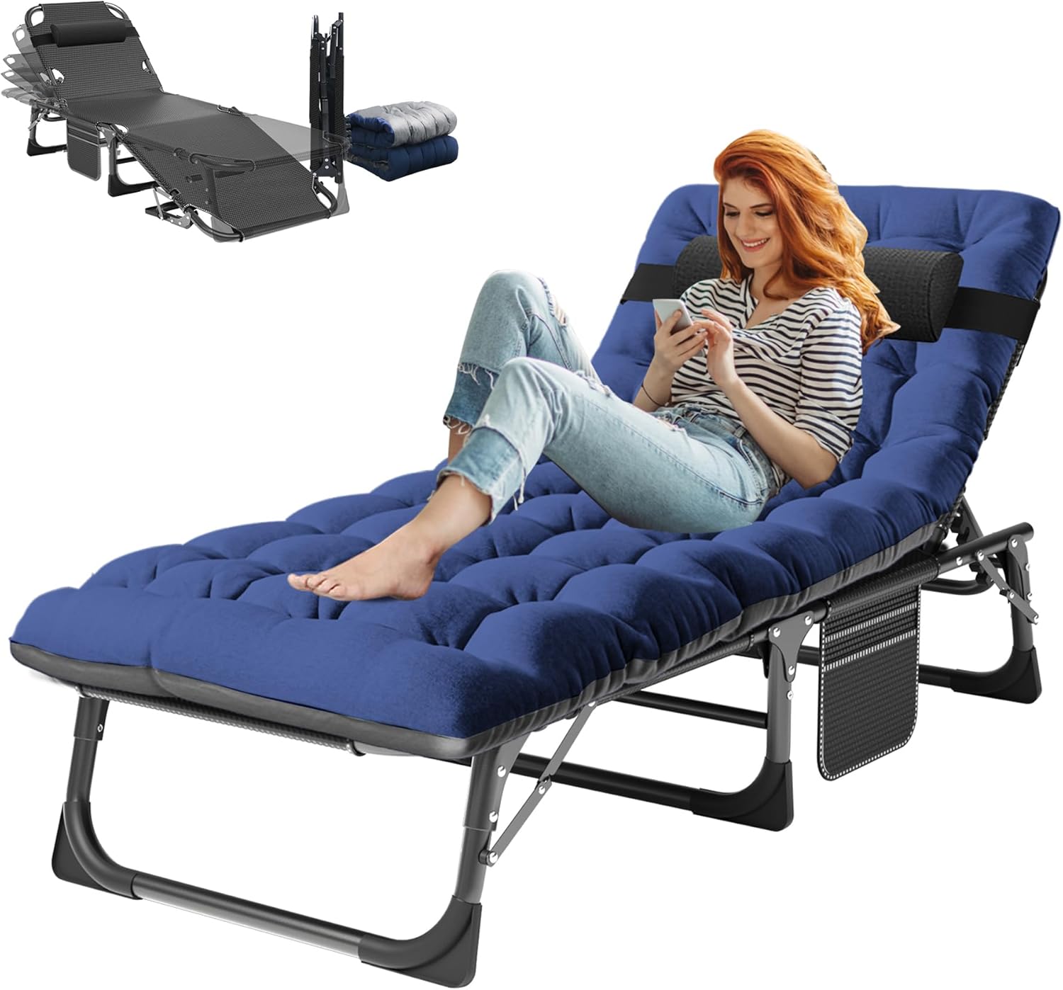 Heavy Duty Folding Camping Cot for Adults - 3-in-1 Adjustable Bed with Mattress & Carrying Bag - Perfect for Home, Office, Vacation, Hospital Use