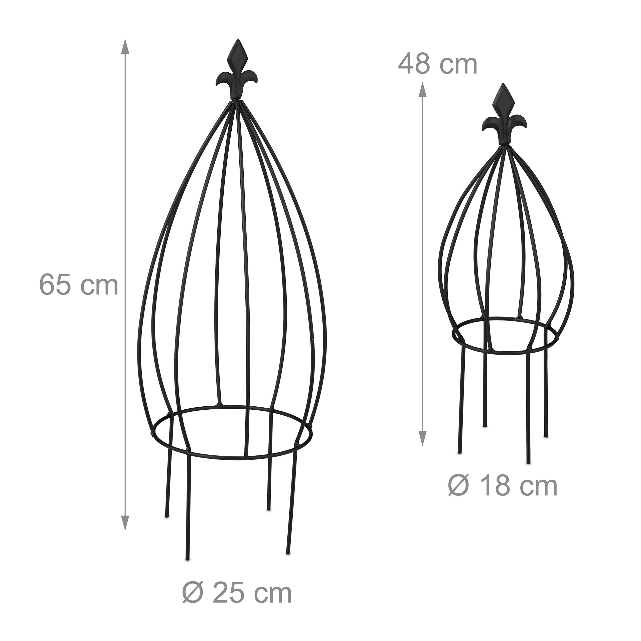 Relaxdays Lot De 4 Tuteurs à Plantes En Forme De Cœur – Support Métal Noir Romantique 48 Cm, Idéal Lierre, Rosier Et Plantes Grimpantes En Pot