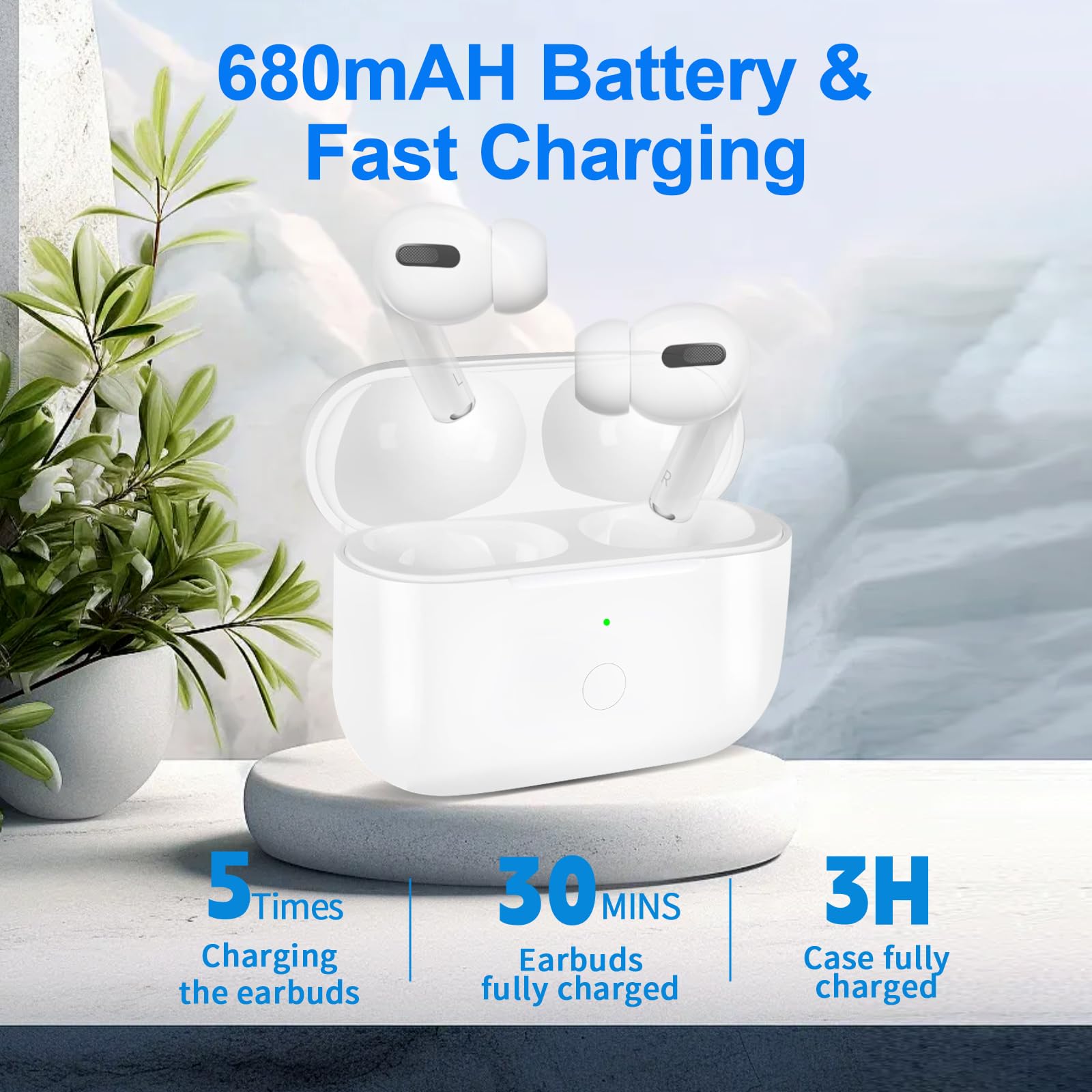 Boîtier De Recharge Sans Fil Compatible AirPods Pro 1 Et 2 - Batterie 680 MAh, Bouton De Synchronisation