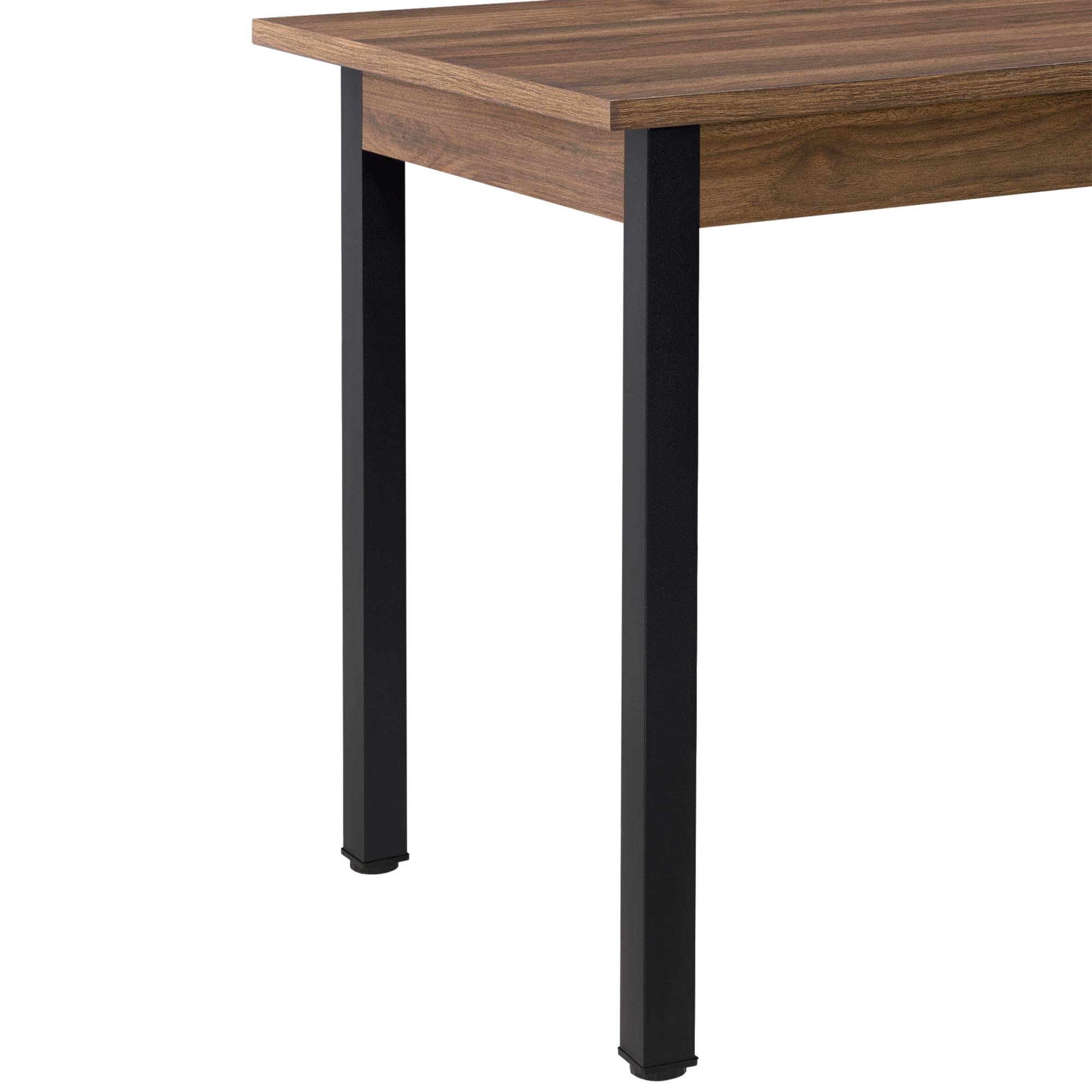 [en.casa] Table de Salle à Manger Table de Cuisine Bureau MDF Mélaminé Acier Revêtu par Poudre 120 cm x 60 cm x 75 cm Effet Noyer Noir