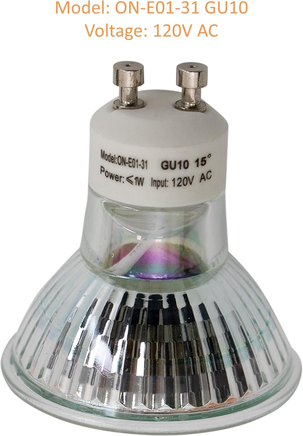 Awoco ON-E01-31, GU10 LED Light Bulbs, 1W, 6000K Daylight Cold White, 120V, MR16 LED Bulb for Kitchen Replacement, Range Hood, Spotlight.