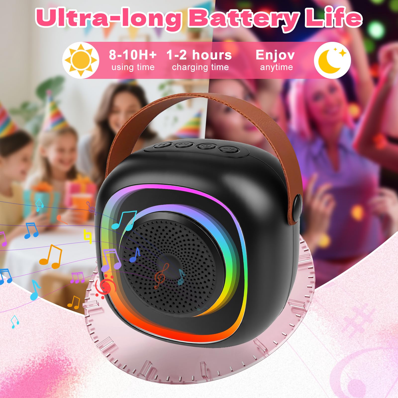 Microfono Senza Fili Karaoke Giocattoli 2 Microfono Bluetooth Portatile con Luci LED per Bambini Adulti
