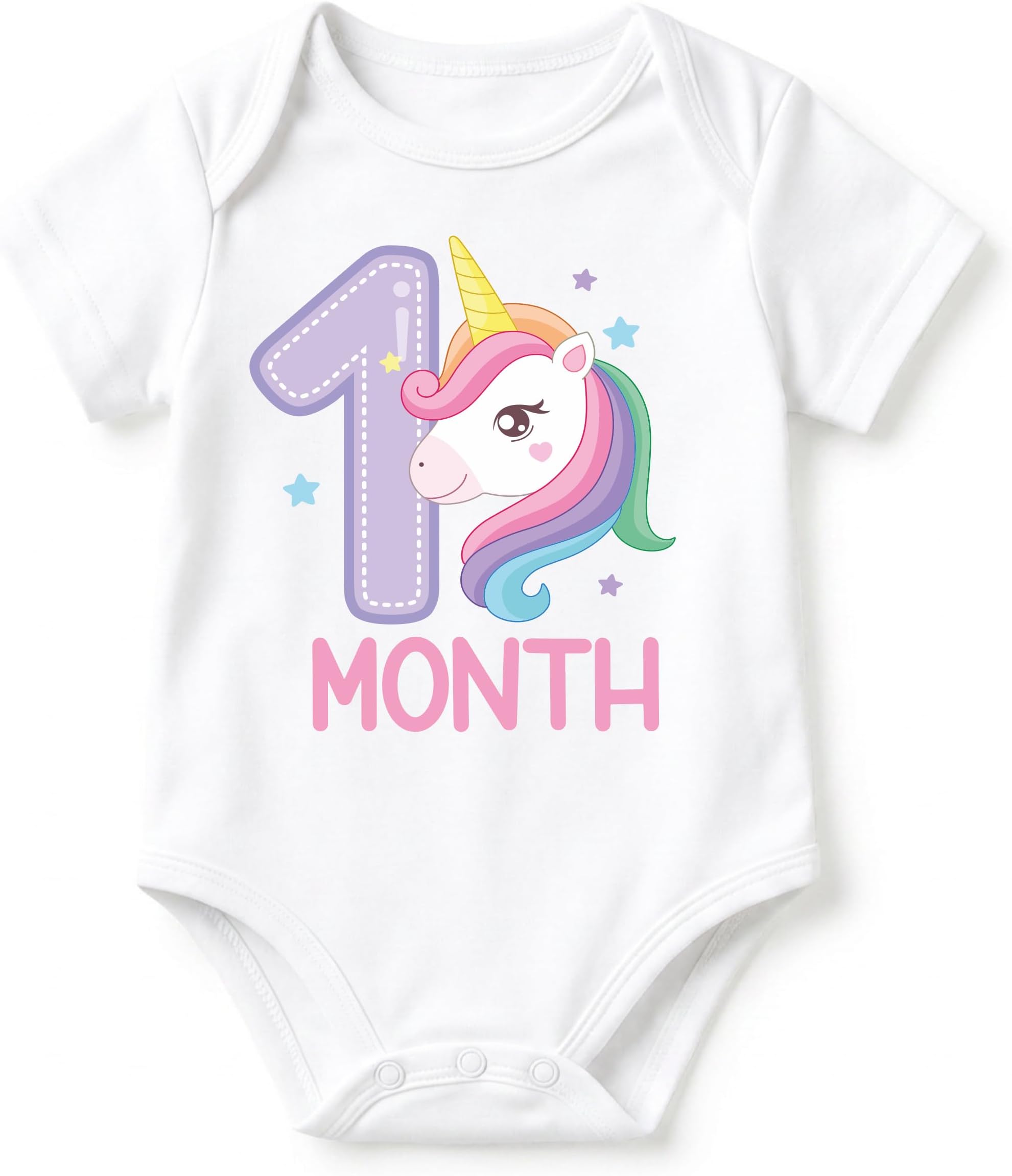Monthly Milestone One Month Birthday Unisex Cotton Baby Romper Bodysuit For New Born. 1 Month Baby Girl Boy Dress Clothes For Photoshoot.