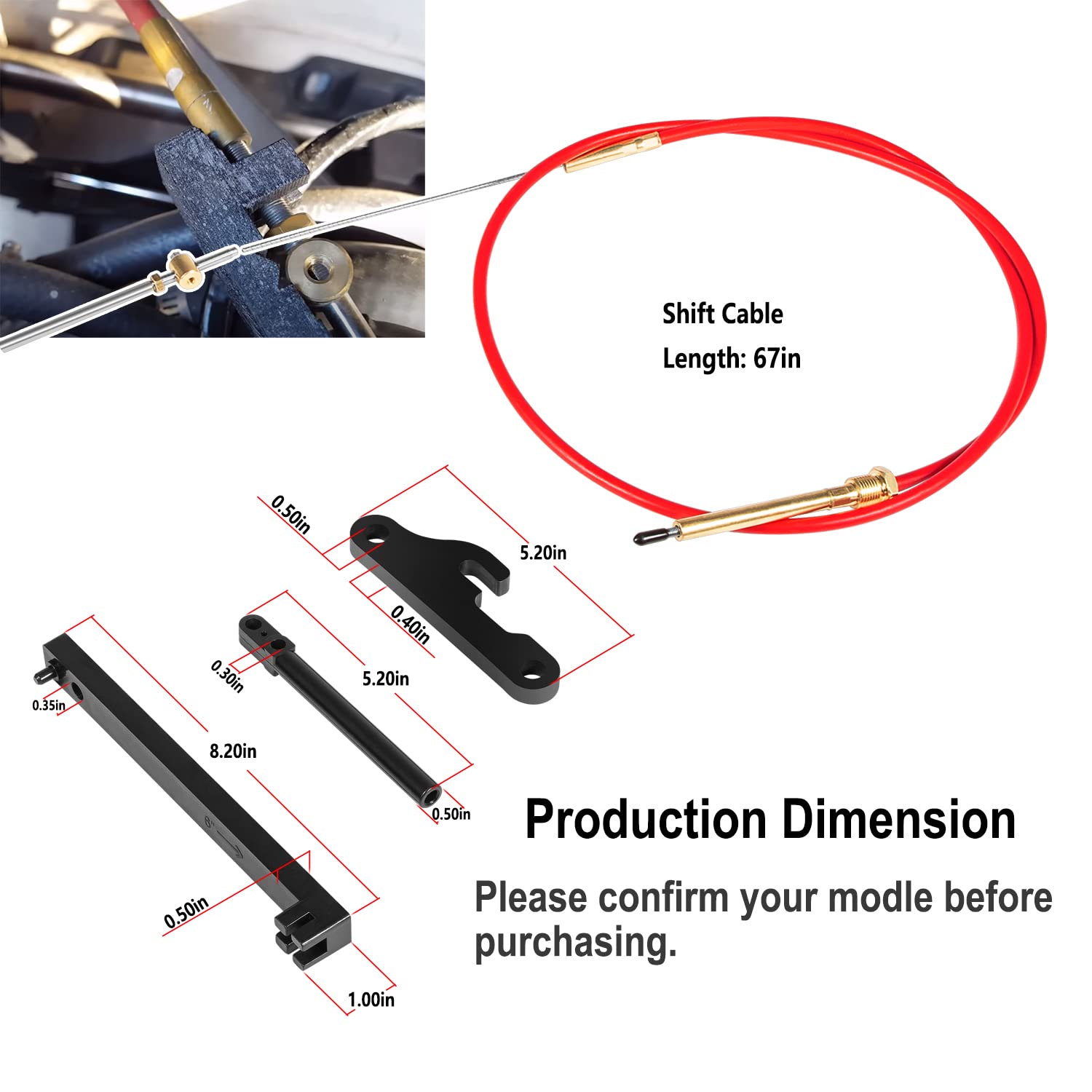 Lower Shift Cable Kit Replacement for OMC Cobra