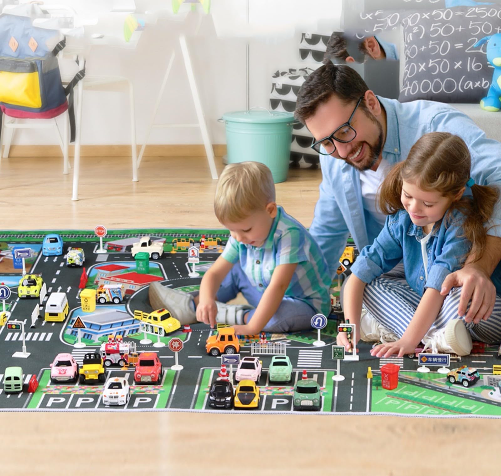 美品キッドクラフト木製列車SET＆道路マット付 Amazon | KidKraft 鉄道エクスプレス 木製列車セット & テーブル 79個