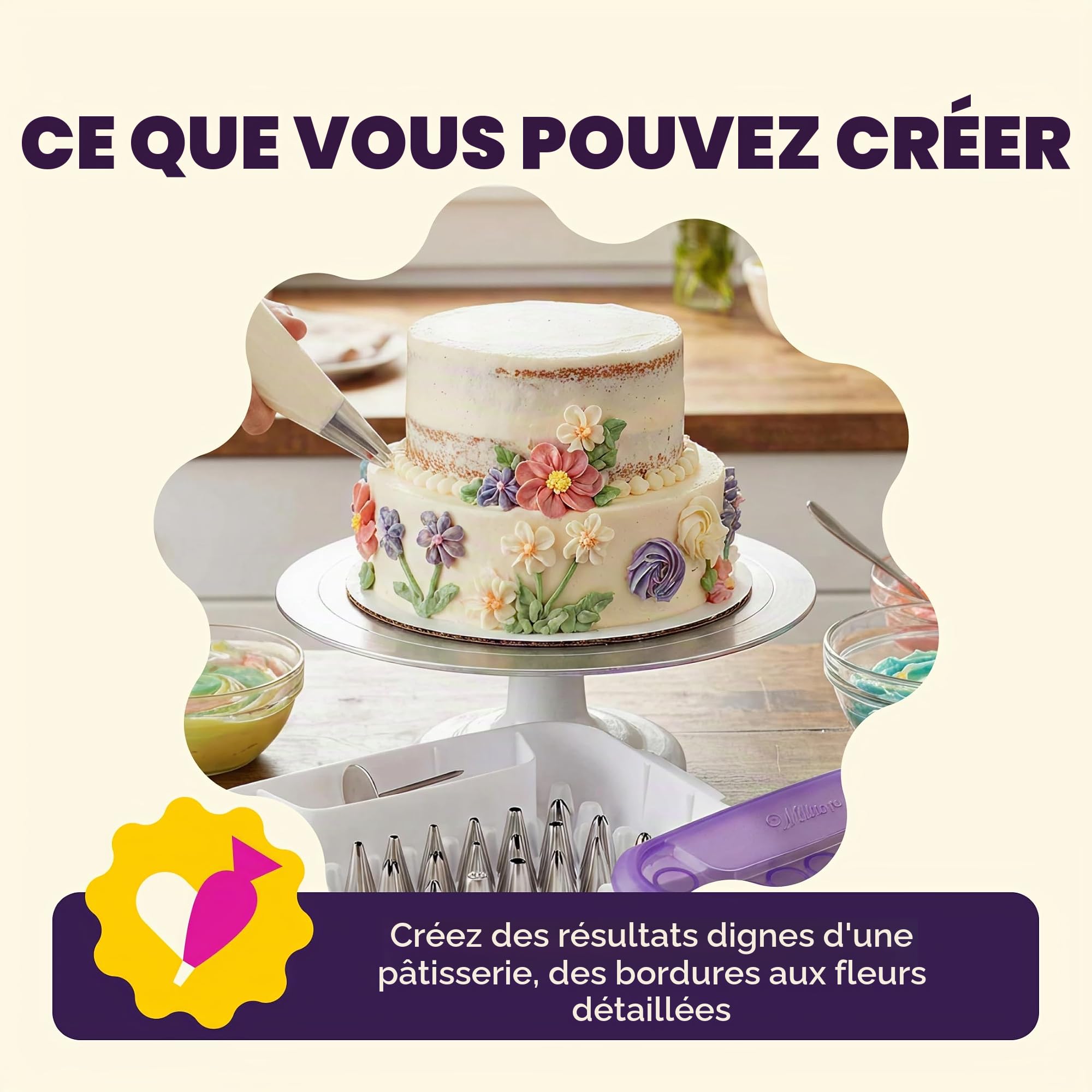 Wilton Douilles à Pâtisserie Coffret Complet Set/55, Douilles Professionnelle Métallique Buse de Glaçage Réutilisable pour la Décoration de Gateaux, Muffins et de Cupcakes