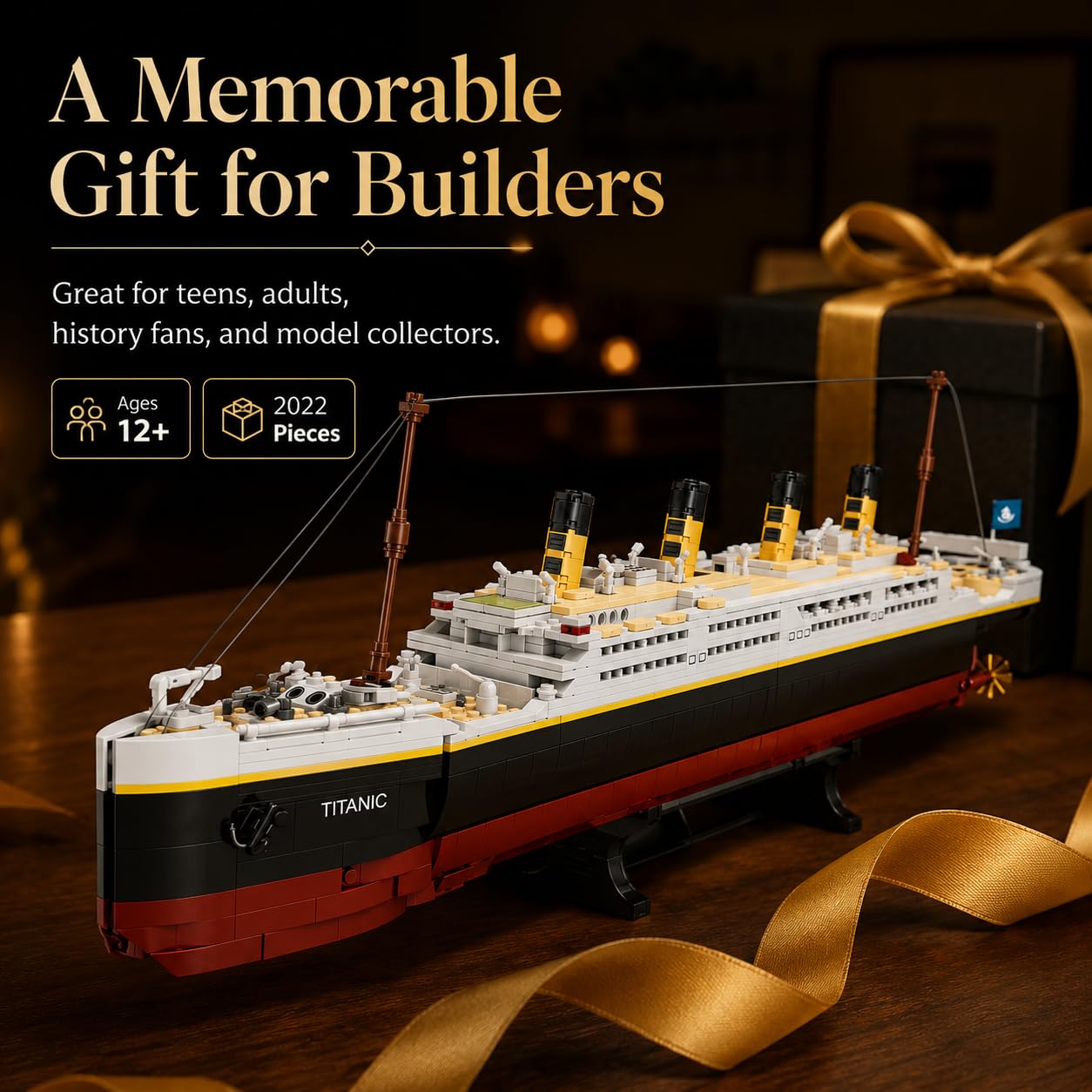 LYSOON 2 in 1 Titanic Bauspielzeug, 2022 Stück Titanic Schiff Baukasten mit Gletscher, Schiff Modell Klemmbausteine Spielzeug, Geschenk für Erwachsene Kinder Jungen Mädchen 6-12+