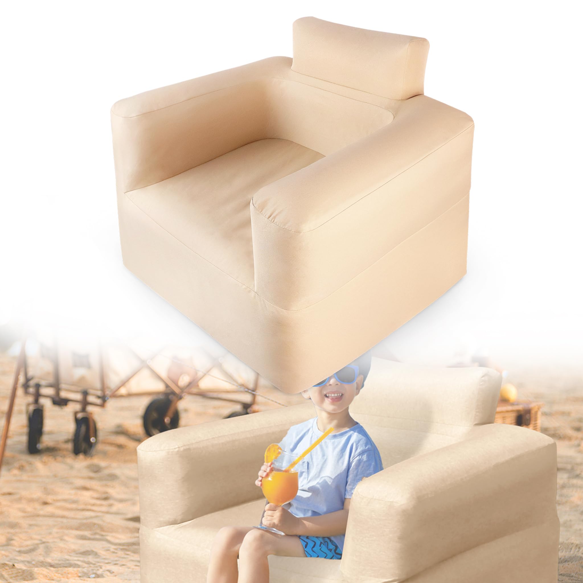 HENGMEI Loveseat - Divano gonfiabile, con pompa, divano singolo, 97 x 78 x 75 cm