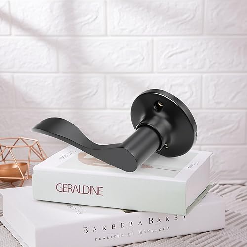 Miniatura 5 de GOBEKOR Paquete de 1 palanca negra para puerta zurda, manija de puerta para armario, cerradura sin giro para armarios de pasillos