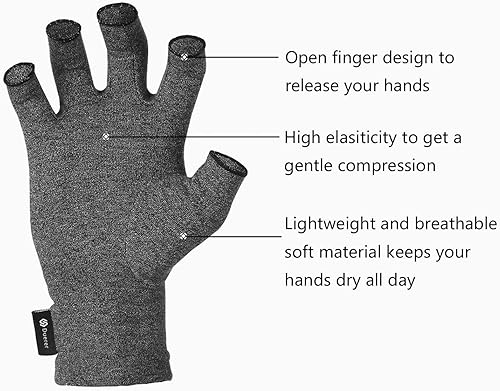 Miniatura 9 de Duerer - Guantes para artritis para mujeres y hombres, para lesiones por movimientos repetitivos, túnel carpiano, reuma, tendinitis sin dedos,