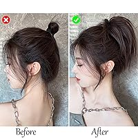 Vista 5 de GRFIT Bun Hair Pieces for Women Synthetic Hair Bun Extensions Messy Fluffy Straight Hair Elastic Band Chignon Scrunchy Wrap Updo False Hair Pieces