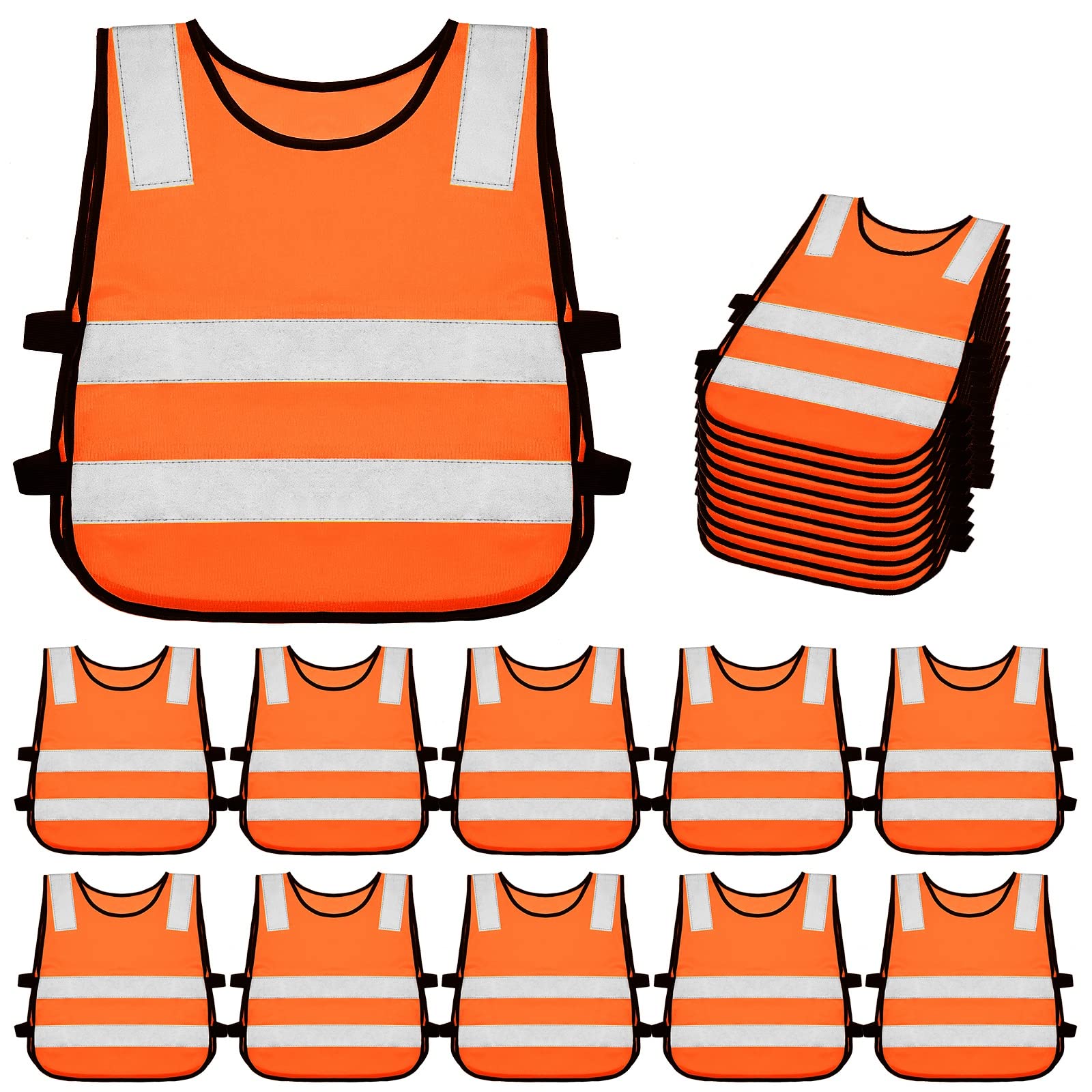 Geyoga 10 Pieces Reflective Kids Safety Vest Child Safety Visibility Vest Children Protective Clothes for Boys Girls Cycling Skiing Skateboarding Runner (Orange)