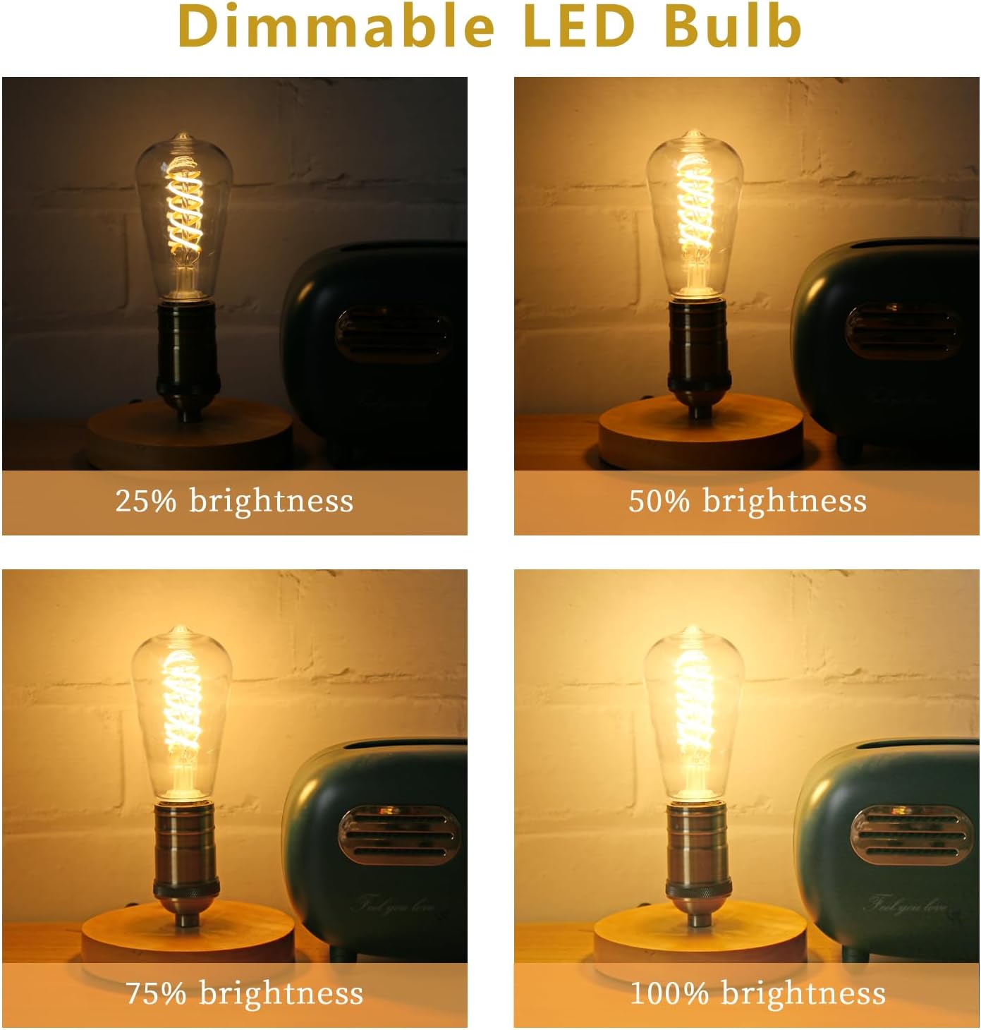 6 Pack ST19(ST58) Vintage Edison LED Light Bulbs, Dimmable 6W Decorative Antique Bulb Equivalent 60W, Warm White 2700K, 600LM, E26 Base Bulb for Home Bathroom
