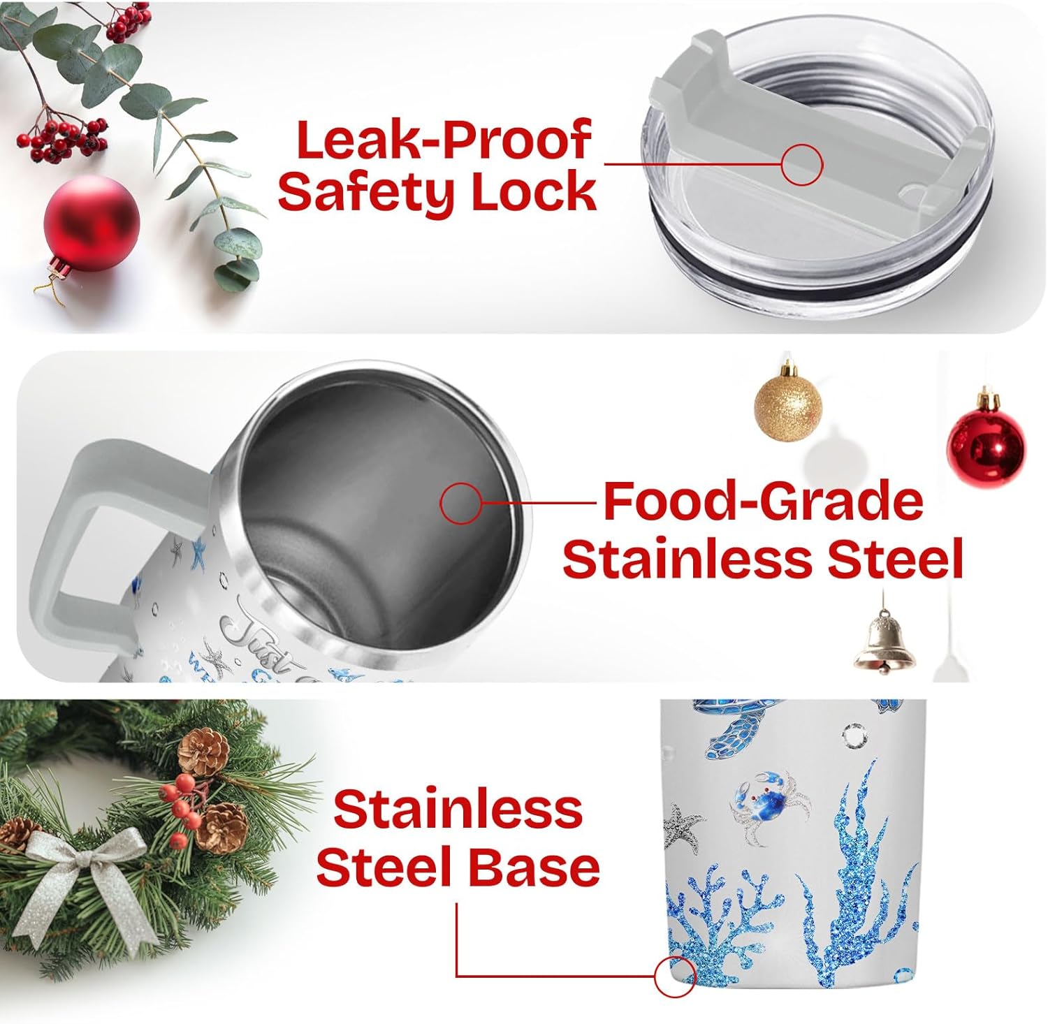 34HD Cute Tutle Tumbler 40oz with Handle and Straw, Just a Girl Who Loves Sea Turtles, Cute Blue Sea Ocean Design Insulated Stainless Steel Travel Mug, Birthday Gifts for Women Girls & Marine Lovers - Image 4