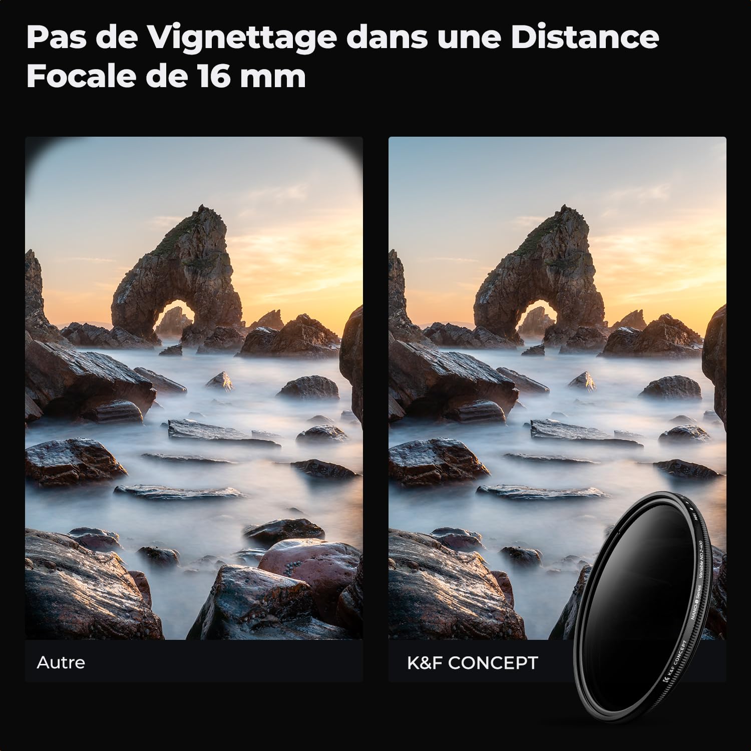 K&F CONCEPT Filtre ND 77mm Variable Densité Neutre ND2-400 + Chiffon de Nettoyage