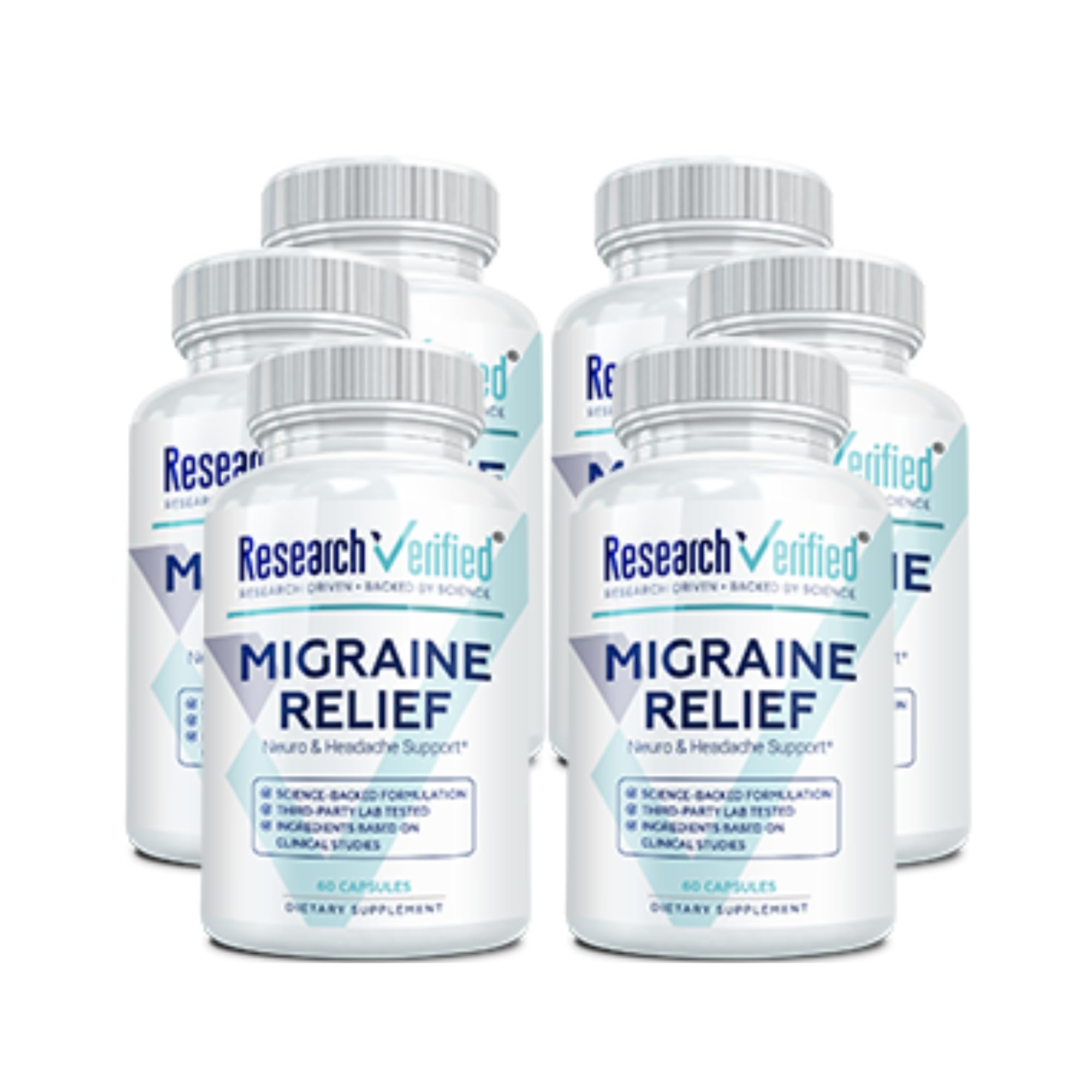 Research Verified Migraine Relief - Dual Action Supplement - Reduce Severity and Duration, Balance Hormones - with Ginger and Ginko Biloba- 60 Capsules Per Bottle - 6 Month Supply