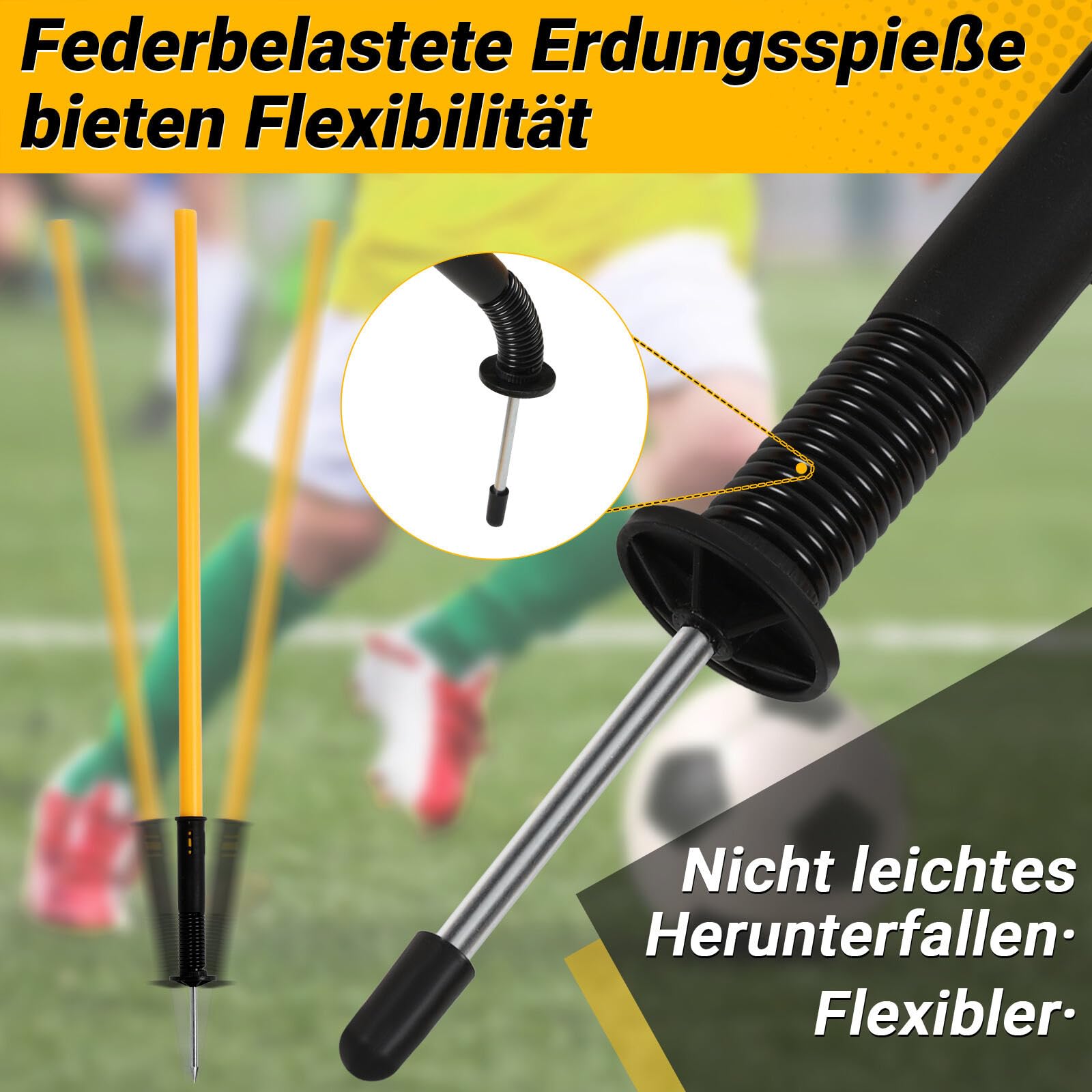 Slalomstangen Fussball Set, Slalom Stangen mit Feder, Slalom Poles 6, Sprunghafte Agilität Stangen, Fussball trainingszubehör für Koordinationstraining, Hundesport