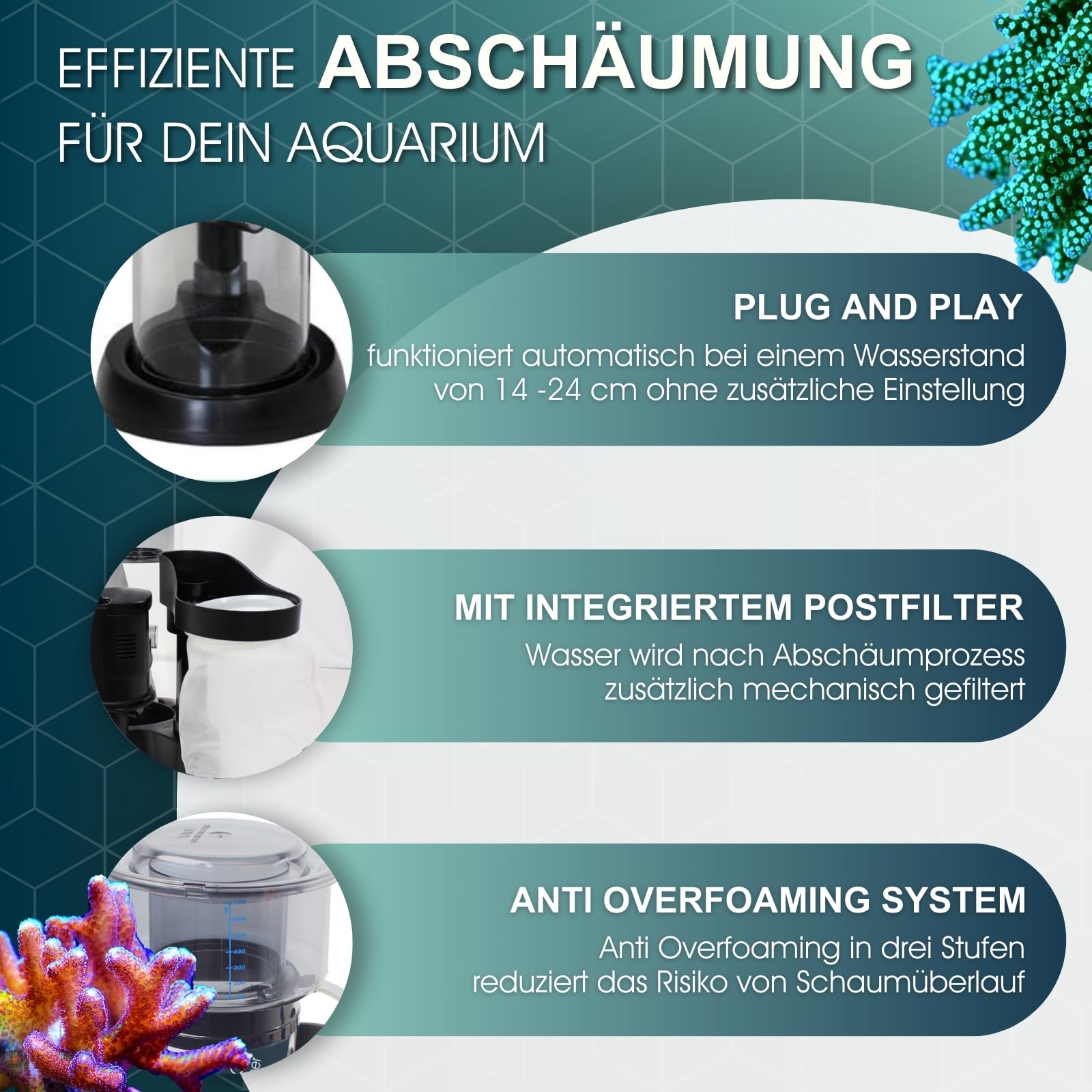 Tunze DOC Skimmer 9410 I Abschäumer für Meerwasseraquarien mit bis zu 1.000 L I energieeffiziente Oberflächenabsaugung I Abschäumen, Filtrieren & Durchlüften von Aquarien I Anti Overfoaming