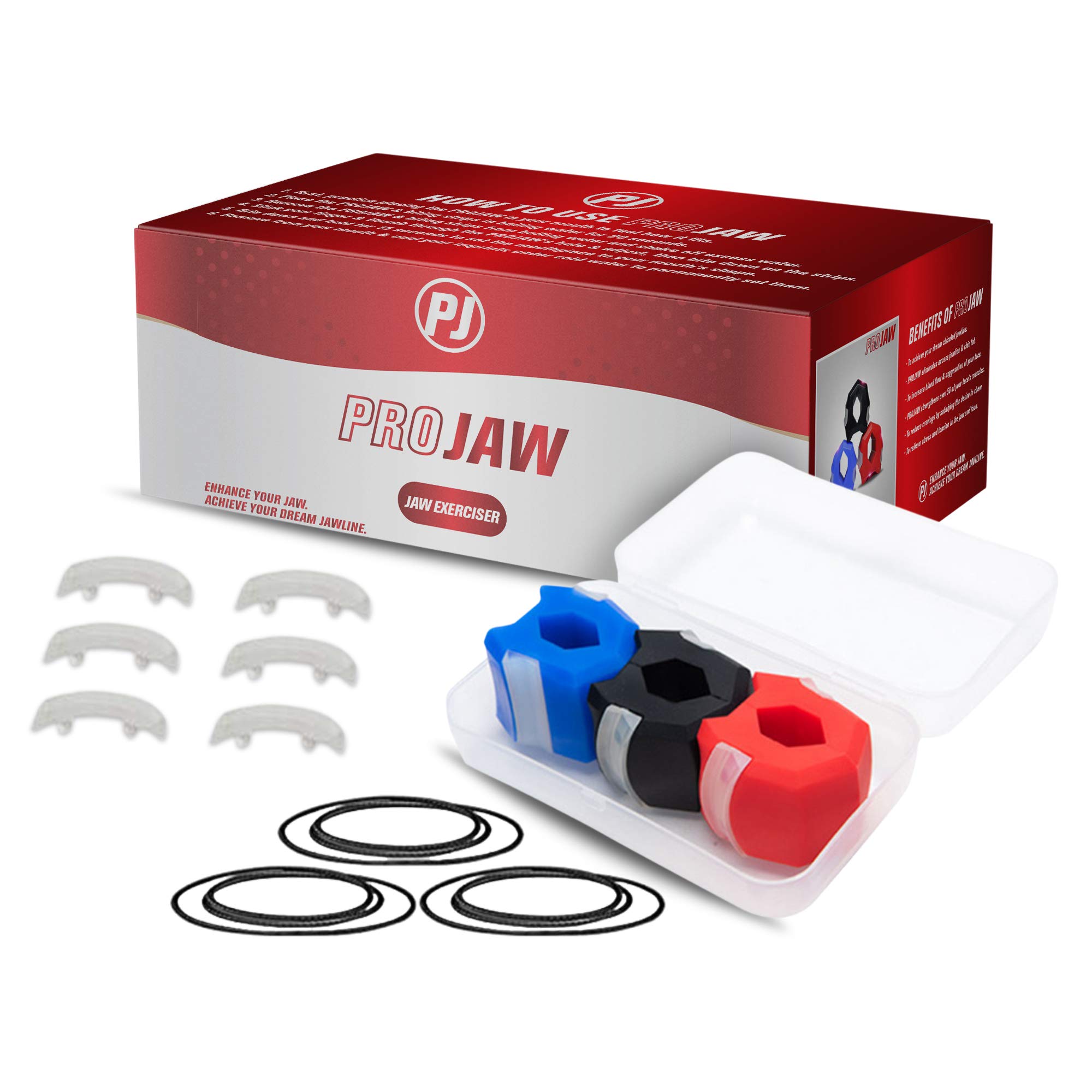 Jaw Exerciser, Jawline Exerciser, Facial & Neck Toning Equipment, Natural Face Lifting Exercise, Facial Definer for Men & Women, 3 Strengths (40lbs, 50lbs, 60lbs) by Pro Jaw