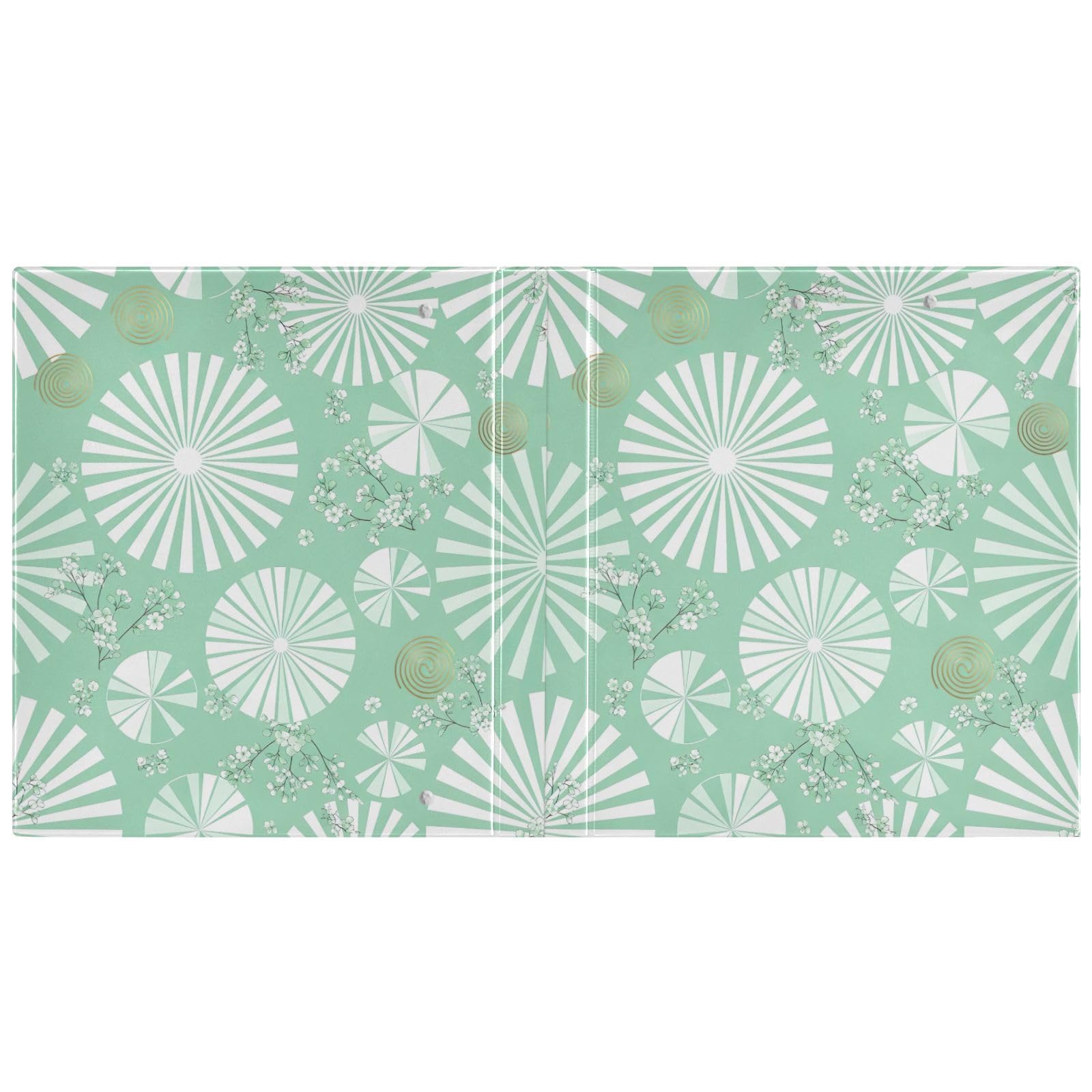Carpeta de 3 anillos de flores verdes menta de 1.5 pulgadas, carpeta de anillos en D, paquete de 2 | Con portapapeles y bolsillos, para escuela, universidad, oficina