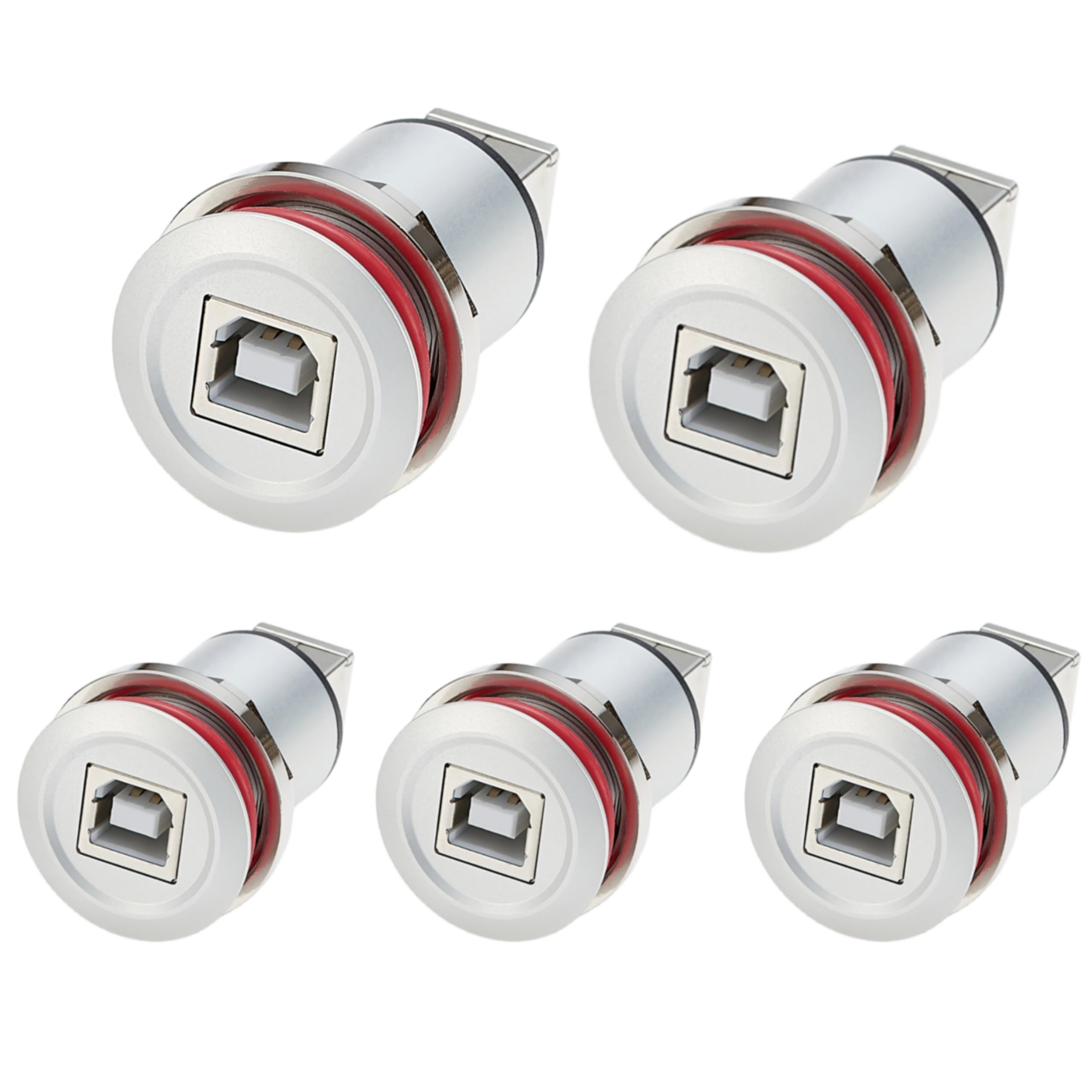 USB B żeński na żeński zmieniacz płci USB 2.0 typ B wpuszczany do montażu podtynkowego do montażu podtynkowego, bezszwowy adapter do drukarek, skanery do przesyłania danych (5 sztuk)