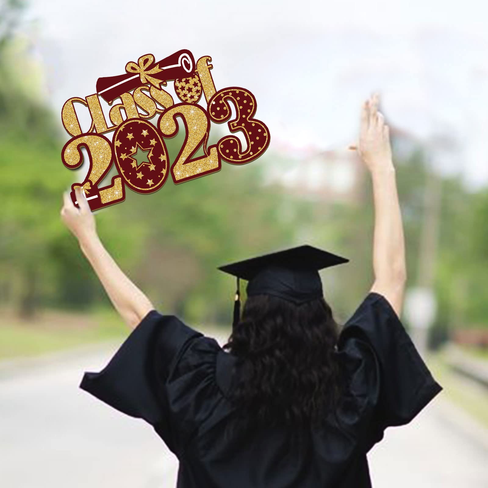 Class of 2024 Wood Sign Decoration ? 2024 Senior Graduation Photo Booth Props ? 2024 Door Sign First Day of School Graduate Hanging Wood Cutout Sign (Maroon Gold, CLASS OF 2024)