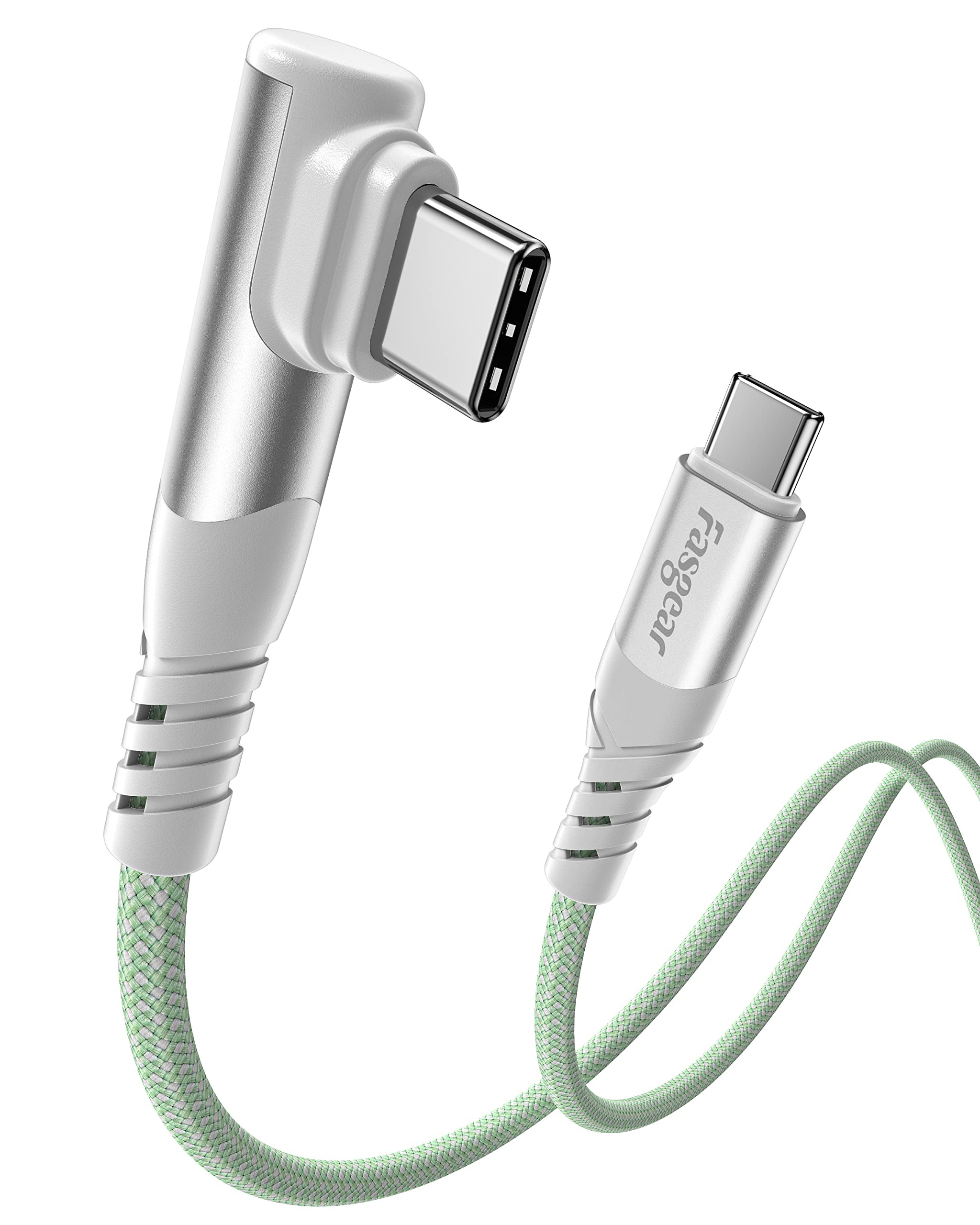 100W USB C to USB C Cable - 1 Pack 3ft USB 2.0 Type C to Type C PD Cable 5A Fast Charging Right Angle Compatible with Google Slate, i-Pad Air 5 2021, Dell Latitude, Surface Go (Green)