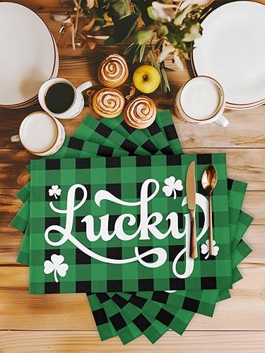 Vista 9 de Juego de 6 manteles individuales rojos para el día de San Valentín, diseño de corazón de San Valentín, resistentes al calor, lavables, manteles