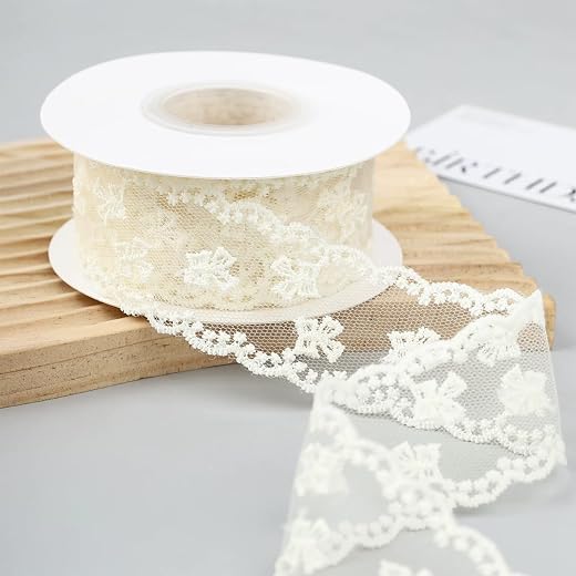 White Lace Border, Sunflower Lace Trim Ribbon, 5-Yard Length, 3.8cm Width White Laces Trims Delicate Crown Ribbons, DIY Bo...