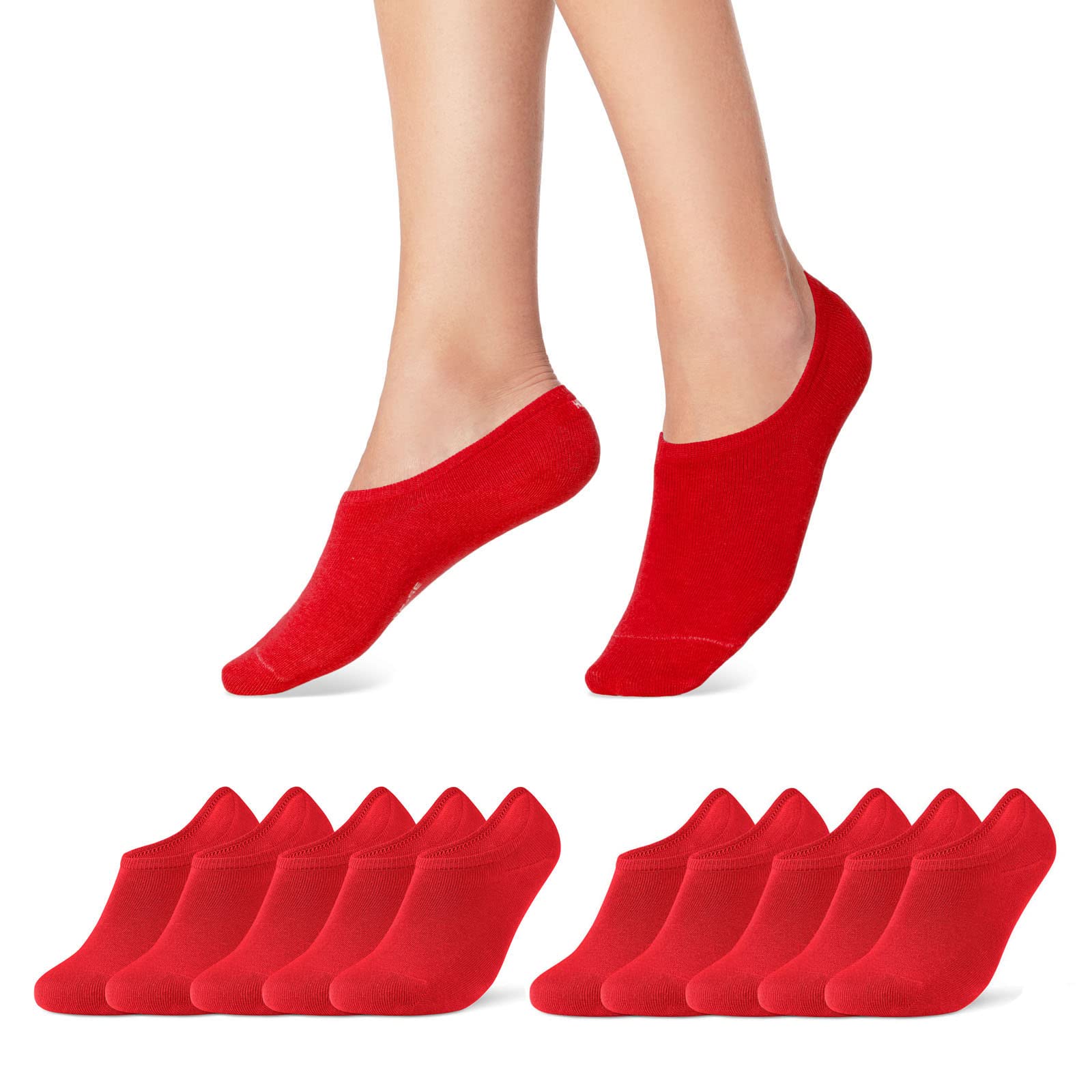 10 Pairs of Women's Men's No Show Trainer Socks Breathable and Non-Slip with Silicone Pad