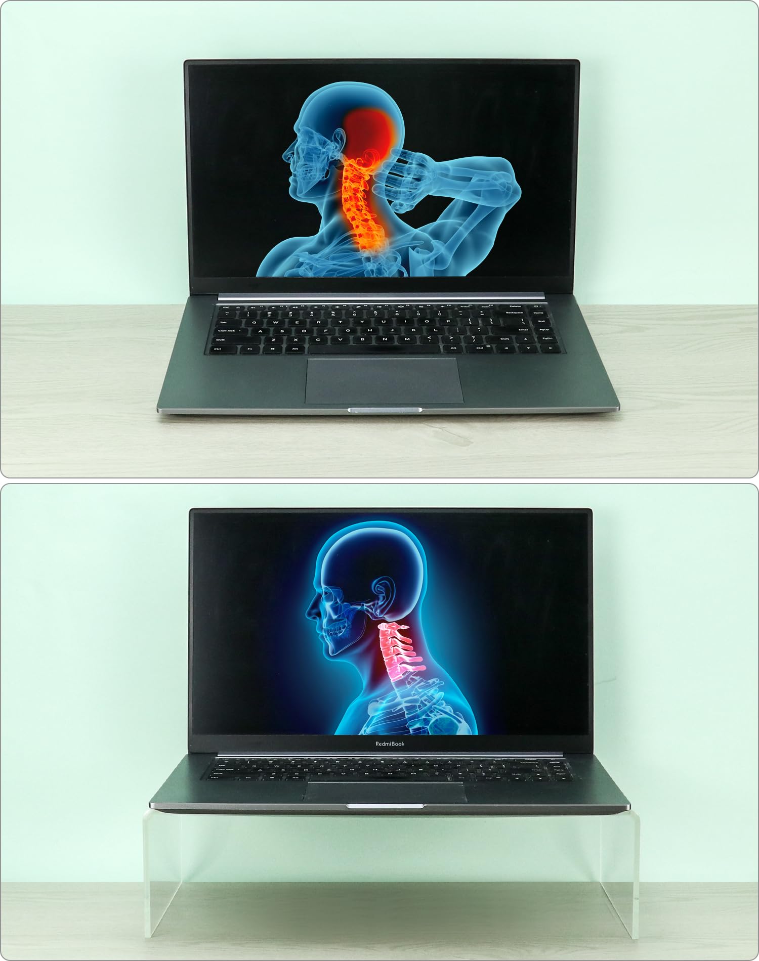 QWORK® 2 Pezzi Supporto per Monitor, Supporto per Laptop in Acrilico, Ripiani in Acrilico, 40 X 20 X 10 Cm, per Monitor per Computer, Laptop