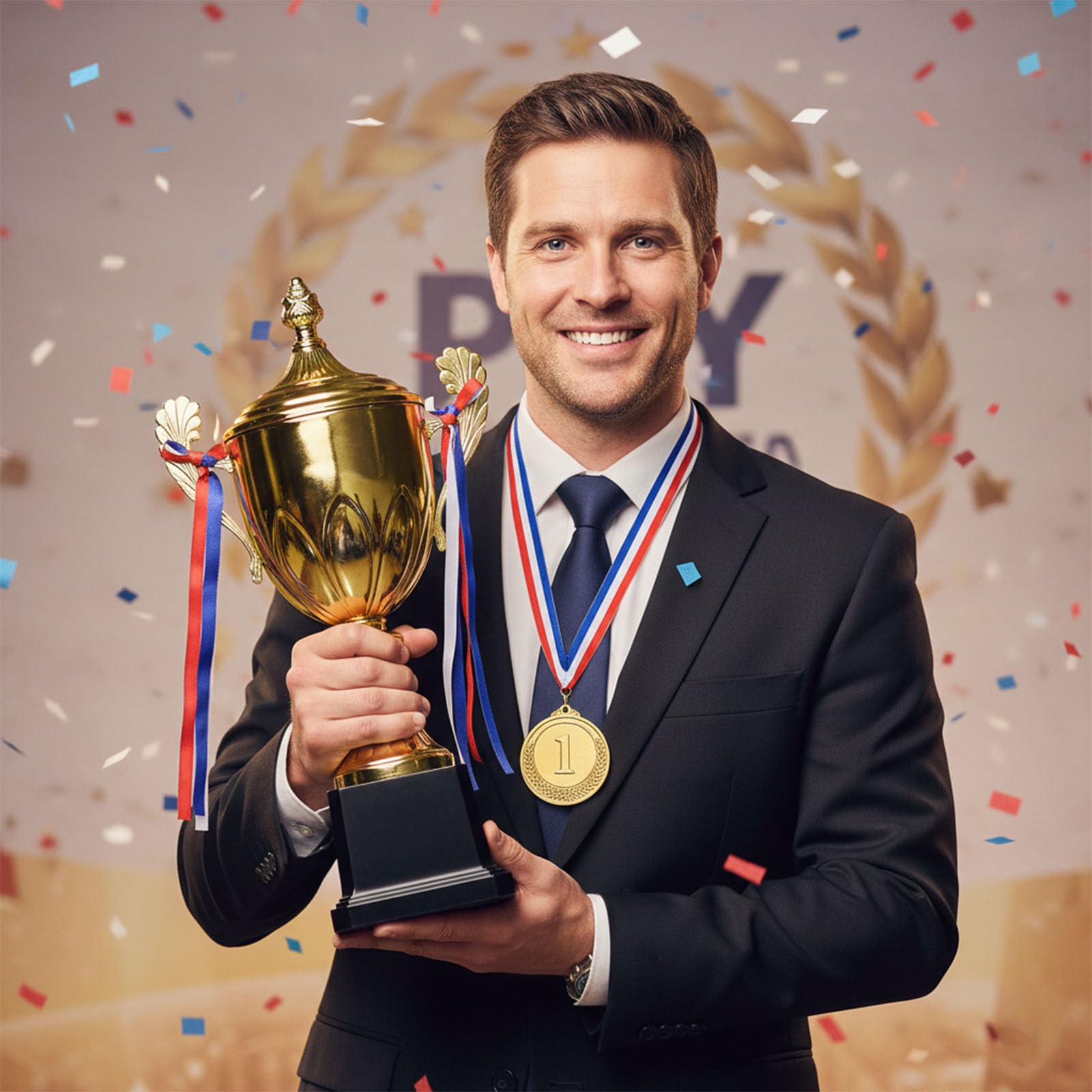 Trofeo de premio de oro de 16.5 pulgadas, gran copa de trofeo y medallas de premio con cinta para niños y adultos para deportes, competiciones, torneos