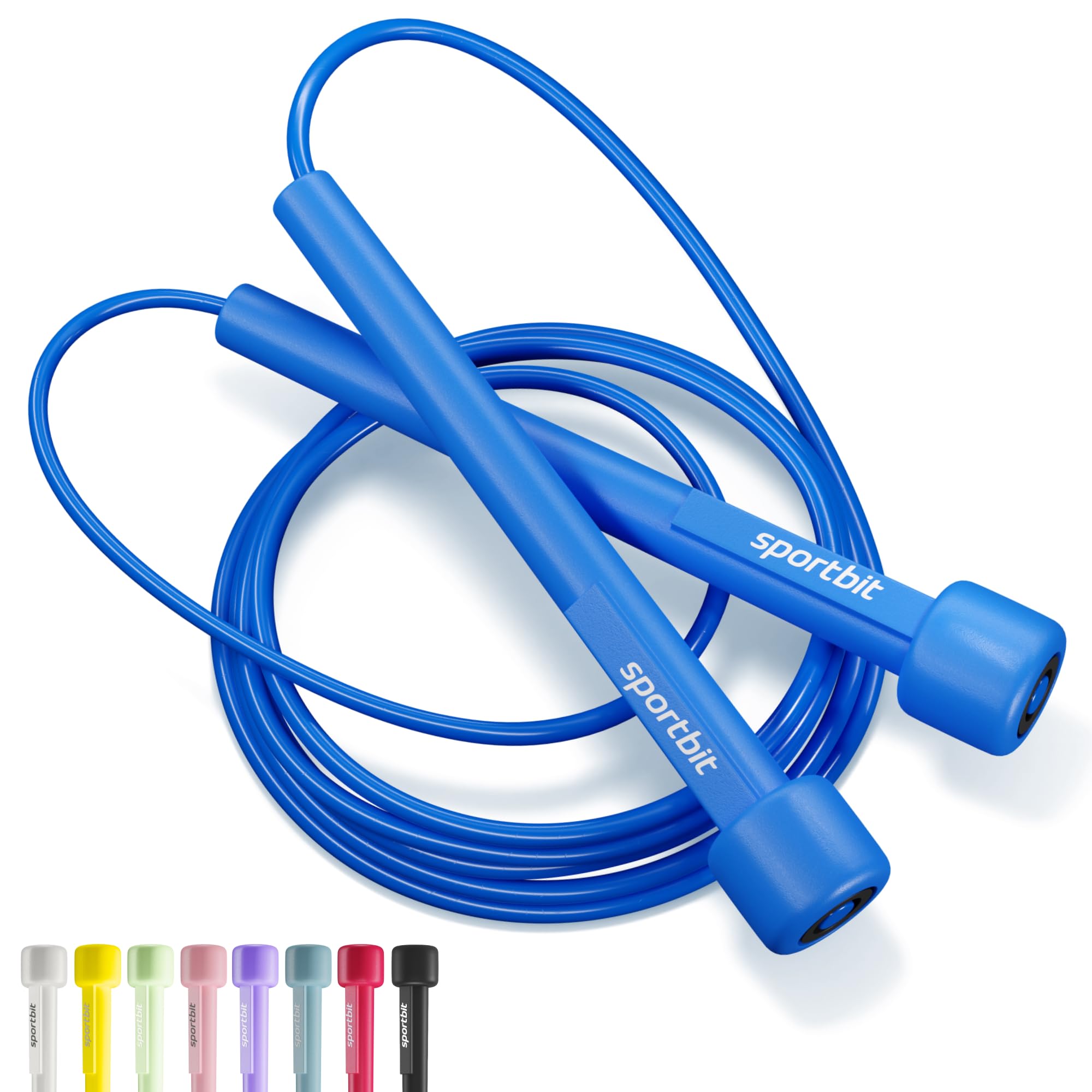 SPORTBIT Adjustable Blue Jump Rope for Speed Skipping. Lightweight Jump Rope for Women, Men. Skipping Rope for Fitness. Speed Jump Rope for Workout, Women Exercise.