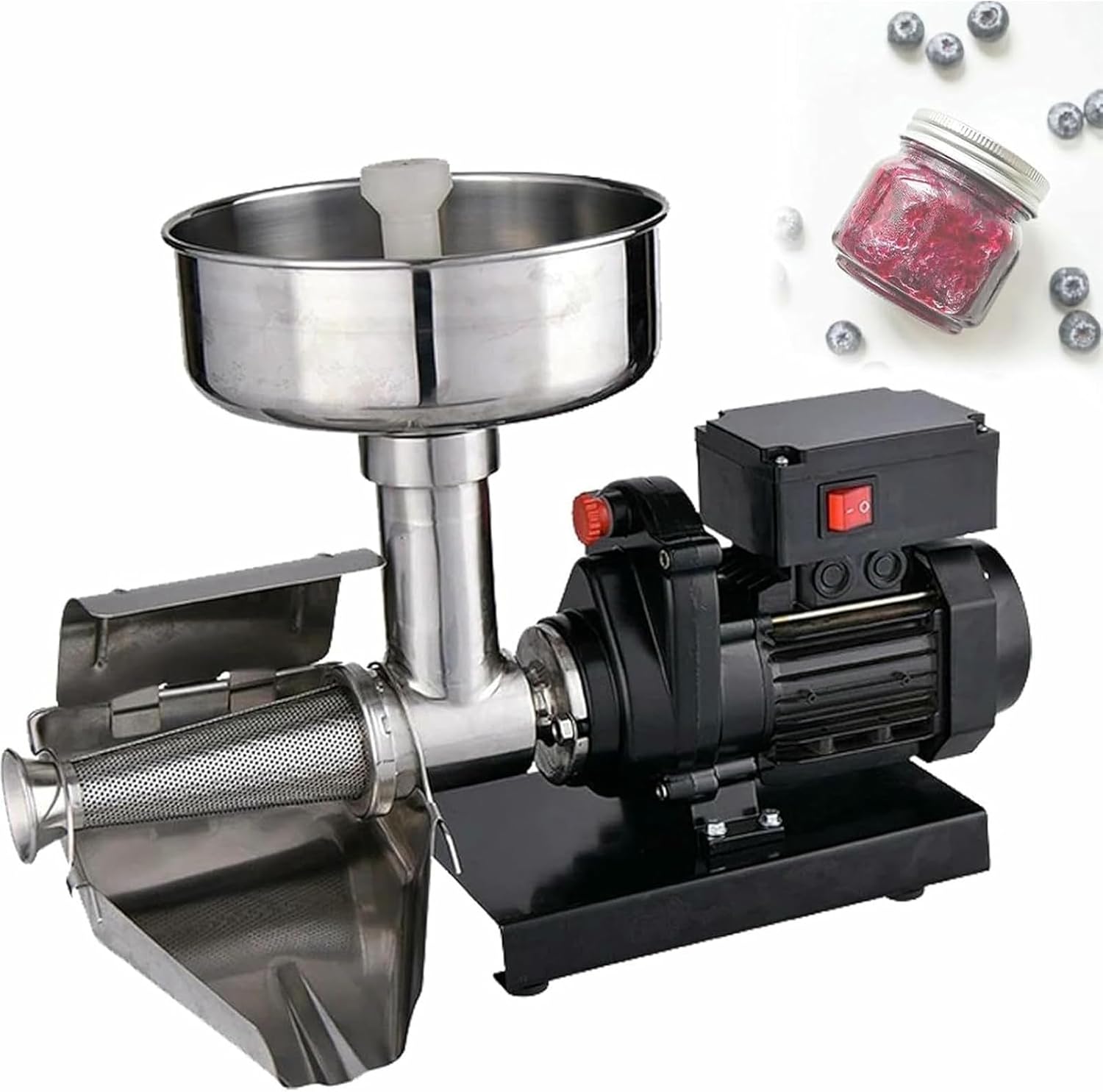 Commercial Tomato Strainer Machine, Stainless Steel Food Strainer and Sauce Maker, Professional Electric Tomato Press Electric Tomato Mill,for Canning Tomato Purees Black