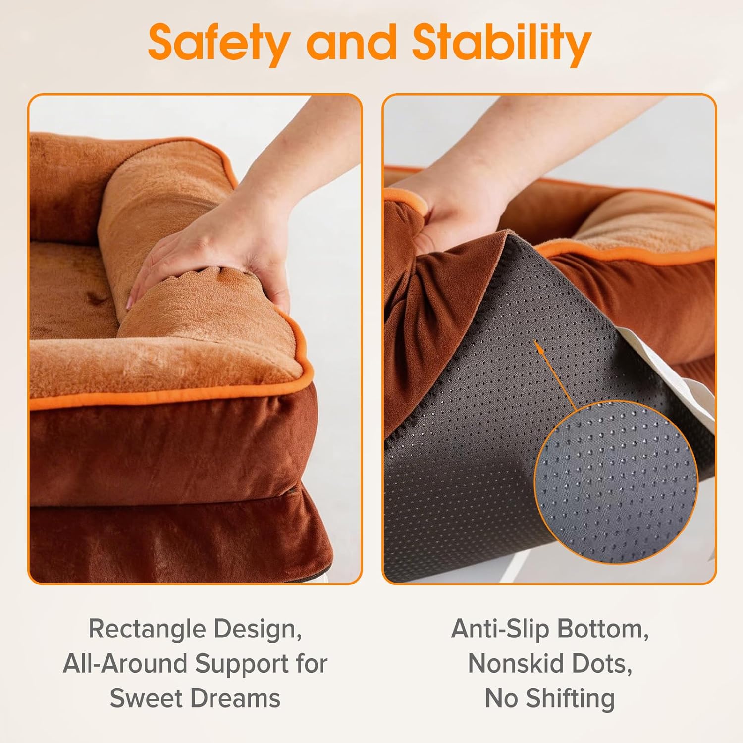 Orthopedic Dog Bed, Large-Sized Memory Foam Pet Sofa Bed with Bolster Sides, Features Waterproof Lining, Removable & Washable Cover, and Non-Slip Bottom – Designed for Calming Pet Sleep