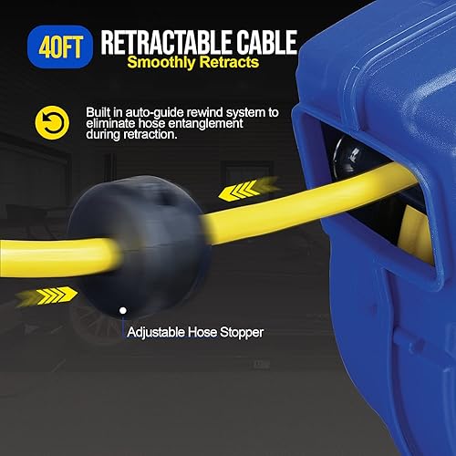 Miniatura 3 de Carrete de extensión Goodyear resistente, 40pies, 12AWG3C SJTOW, triple con conector con luz LED