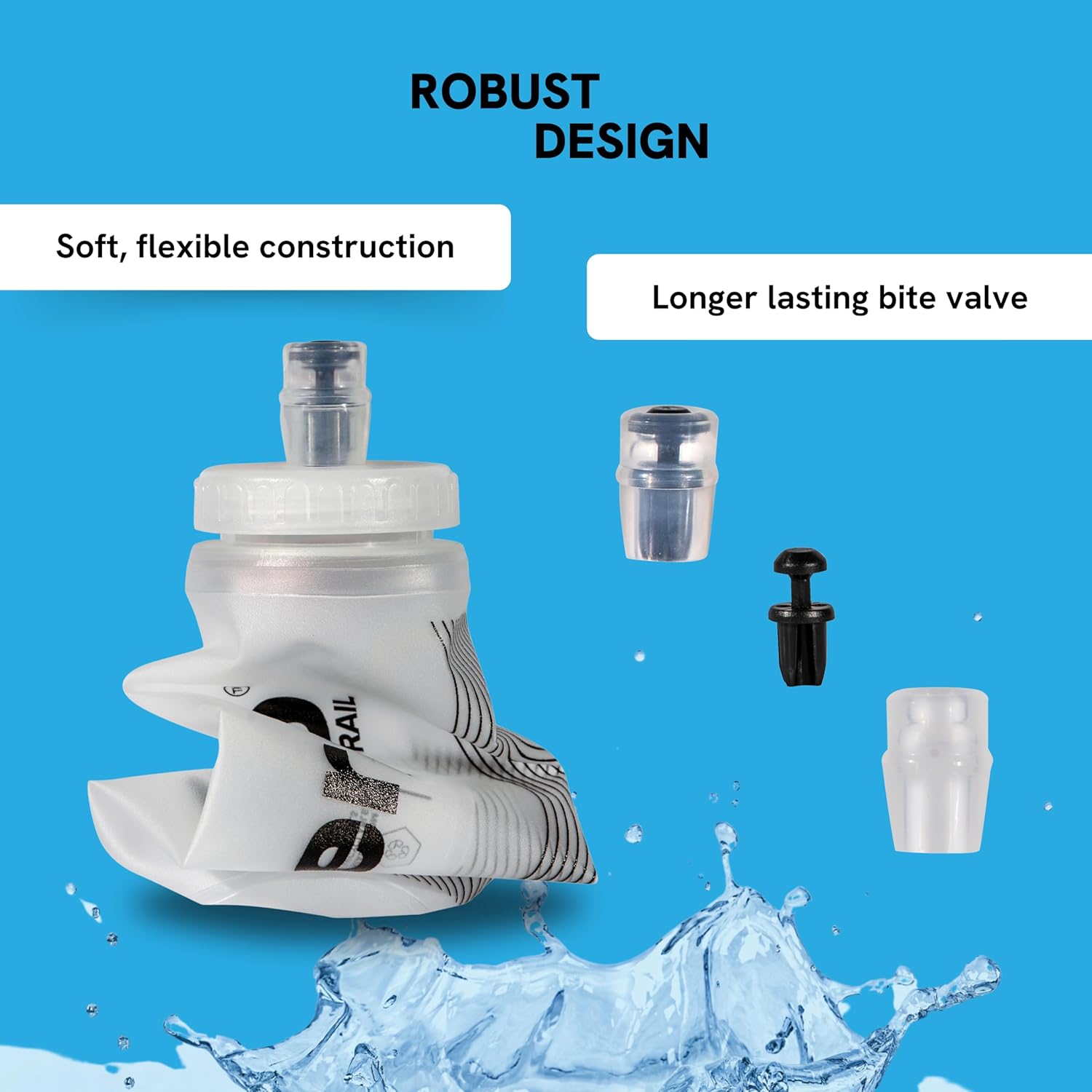 Soft Flask 500ml Multi Pack – Leak-Free Hydration Bottles for Runners, Hikers & Athletes – Bite Valve, Wide-Mouth, Freezable Soft Water Bottles for Running Vests (4, Transparent)