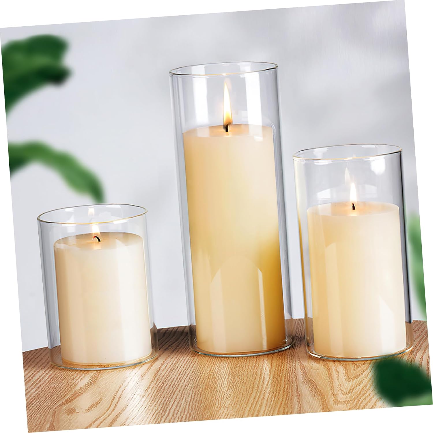 3pcs Glass Candle Lampshade Covers Candle Chimney Tube for Dining DIY Home Decorative Holders