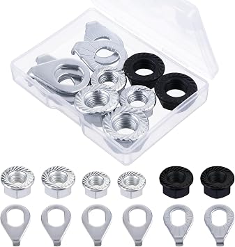 12Pcs Bike Axle Nut and Safety Washer Kit, Bike Nuts for Wheels, Mountain Bike Accessories, 3 Size M8/M9.5/M10 Bike Wheel Nut for Most Mountain Bike Front and Rear Wheel Axle