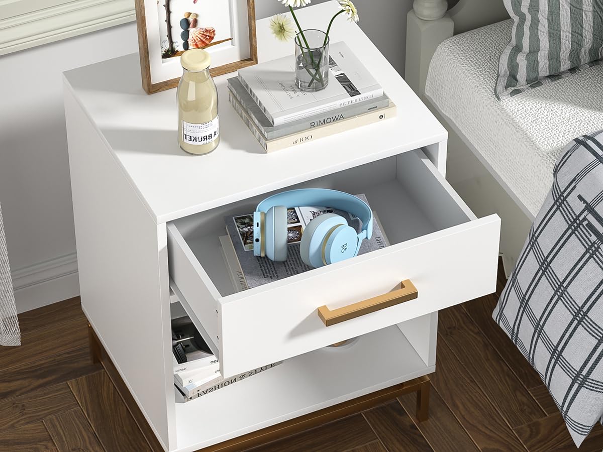 Table de Chevet Lot de 2 avec tiroir et étagère Ouverte