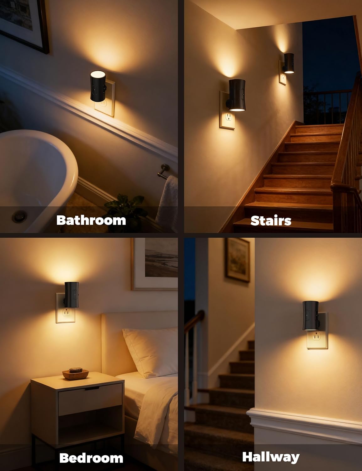 Night Light, 2-Pack Dimmable Plug-in Night Light with 90°Rotatable Plug, 0-100LM Adjustable Brightness, 3000K Warm White, 1W Ultra Low Energy for Bedroom, Hallway, Bathroom, Kids Room - Image 7