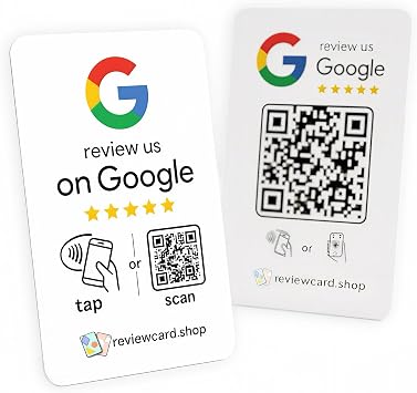Tap to Review Cards (1-Pack) Tap for Instant Reviews - All Phones Compatible - Reusable Smart Tap NFC & QR - Boost Business Reviews - Powered by Review Card (1-Pack Google Review Card)