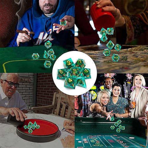 Miniatura 6 de Liquid Core Flow - Juego de dados de resina DND, juego de 7 dados poliédricos D&D de Dungeons and Dragons, adecuados para juegos de rol, juegos de